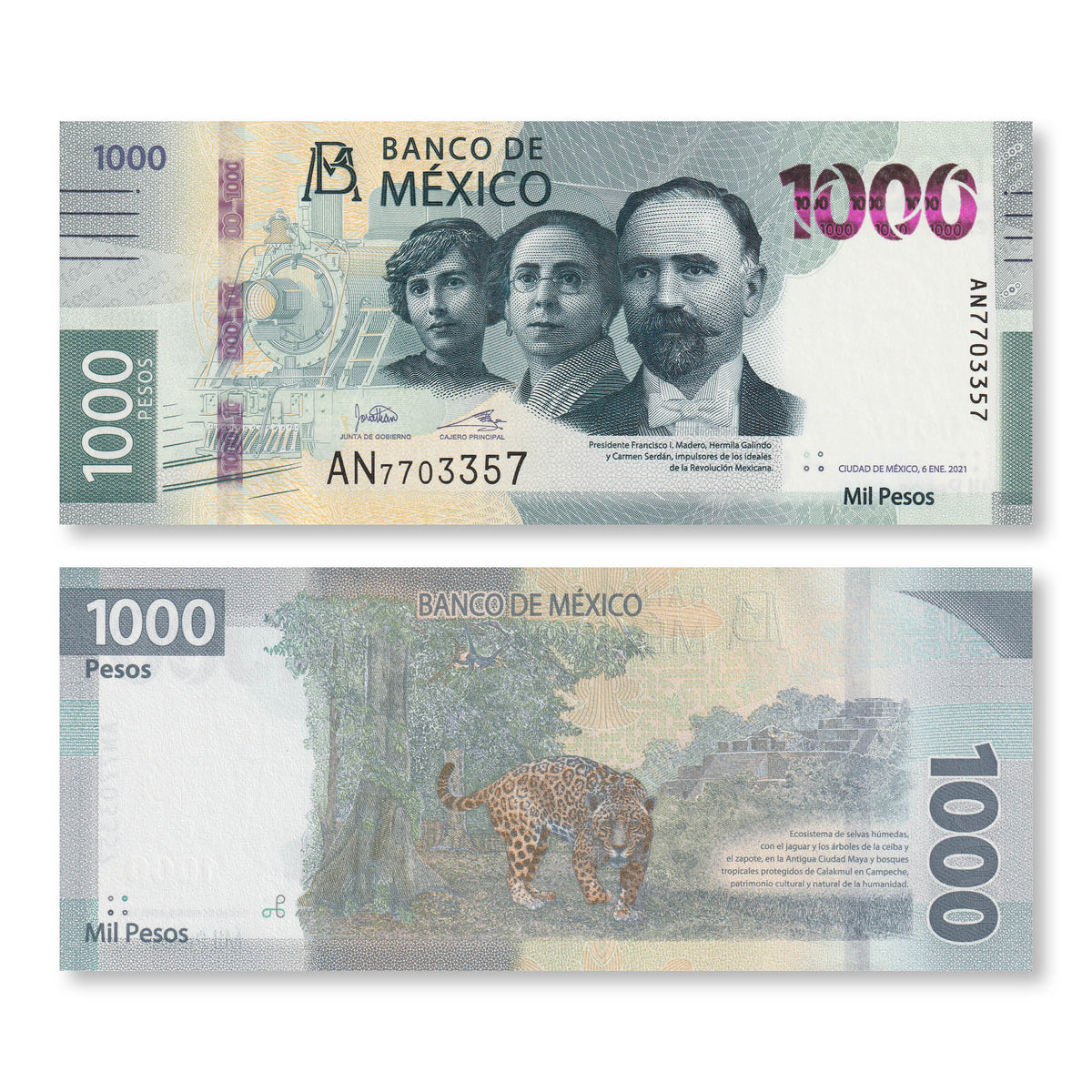 Mexico 1000 Pesos, 2021, B718b, UNC - Robert's World Money - World Banknotes