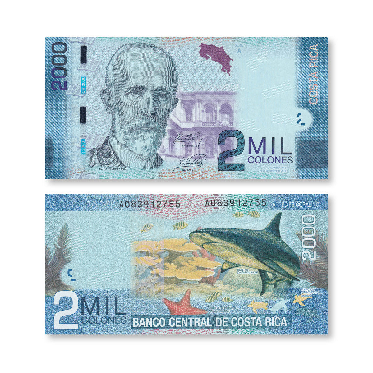 Costa Rica 2000 Colones, 2015, B559c, P275c, UNC - Robert's World Money - World Banknotes