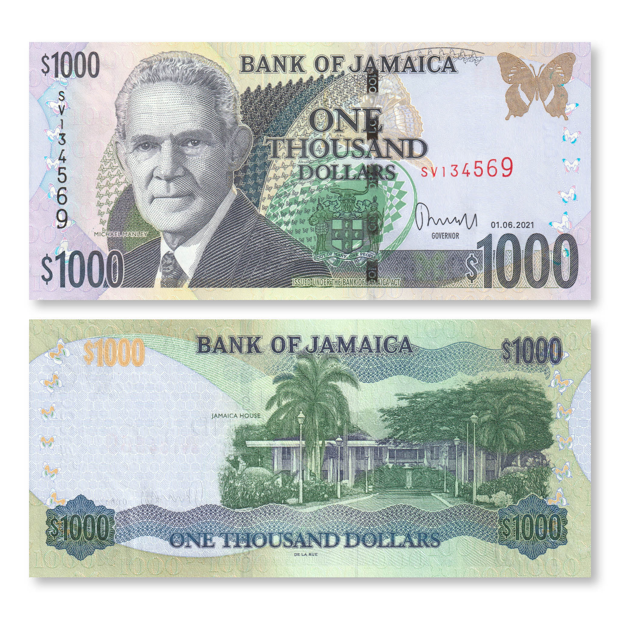 Jamaica 1000 Dollars, 2021, B241n, P86, UNC - Robert's World Money - World Banknotes