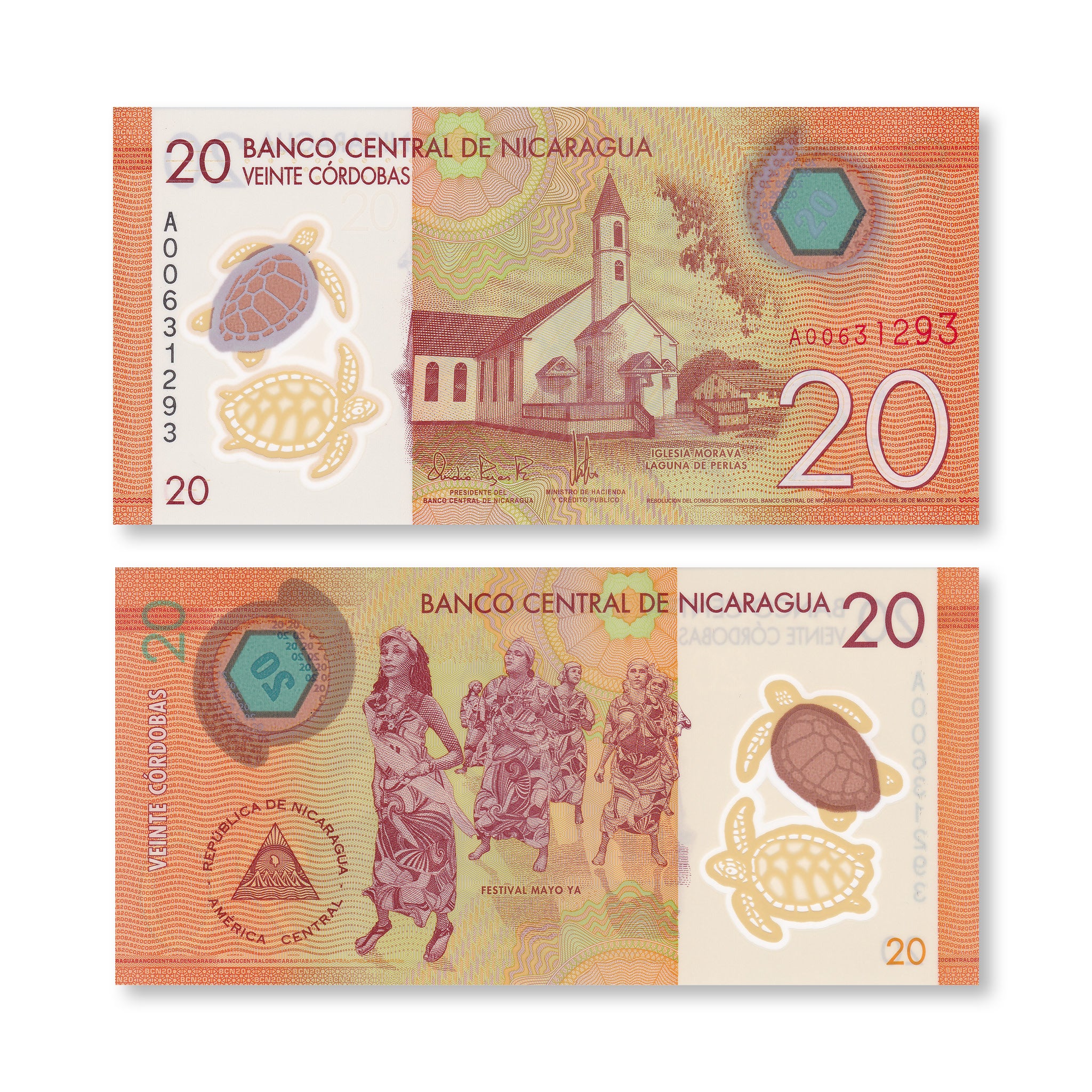 Nicaragua 20 Córdobas, 2014, B507a, P210a, UNC - Robert's World Money - World Banknotes
