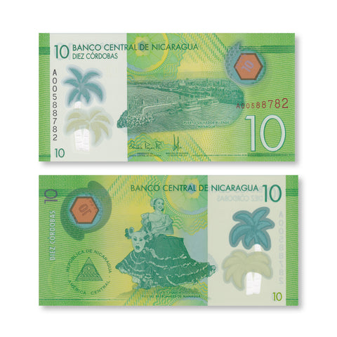Nicaragua 10 Córdobas, 2014, B506a, P209a, UNC - Robert's World Money - World Banknotes