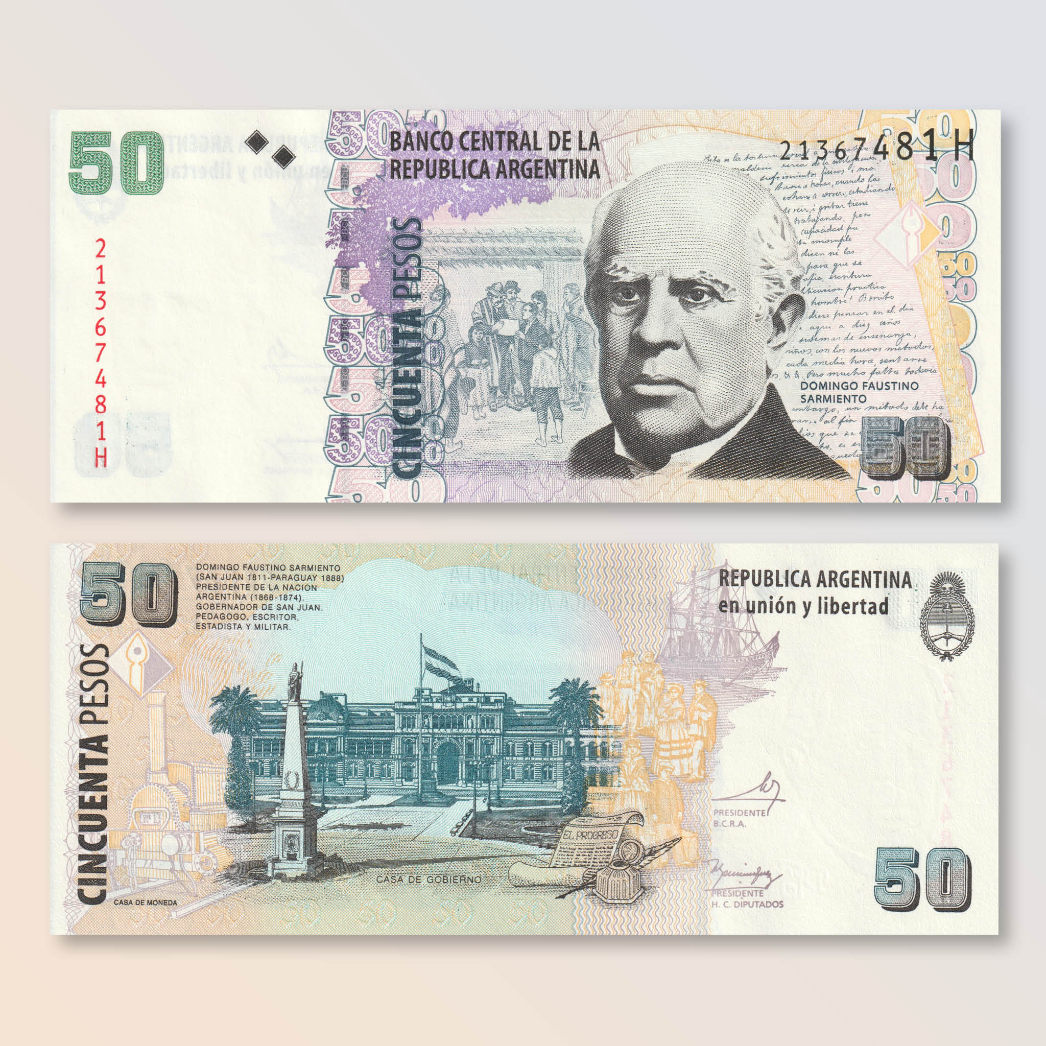 Argentina 50 Pesos, 2013, B409f, P356, UNC - Robert's World Money - World Banknotes