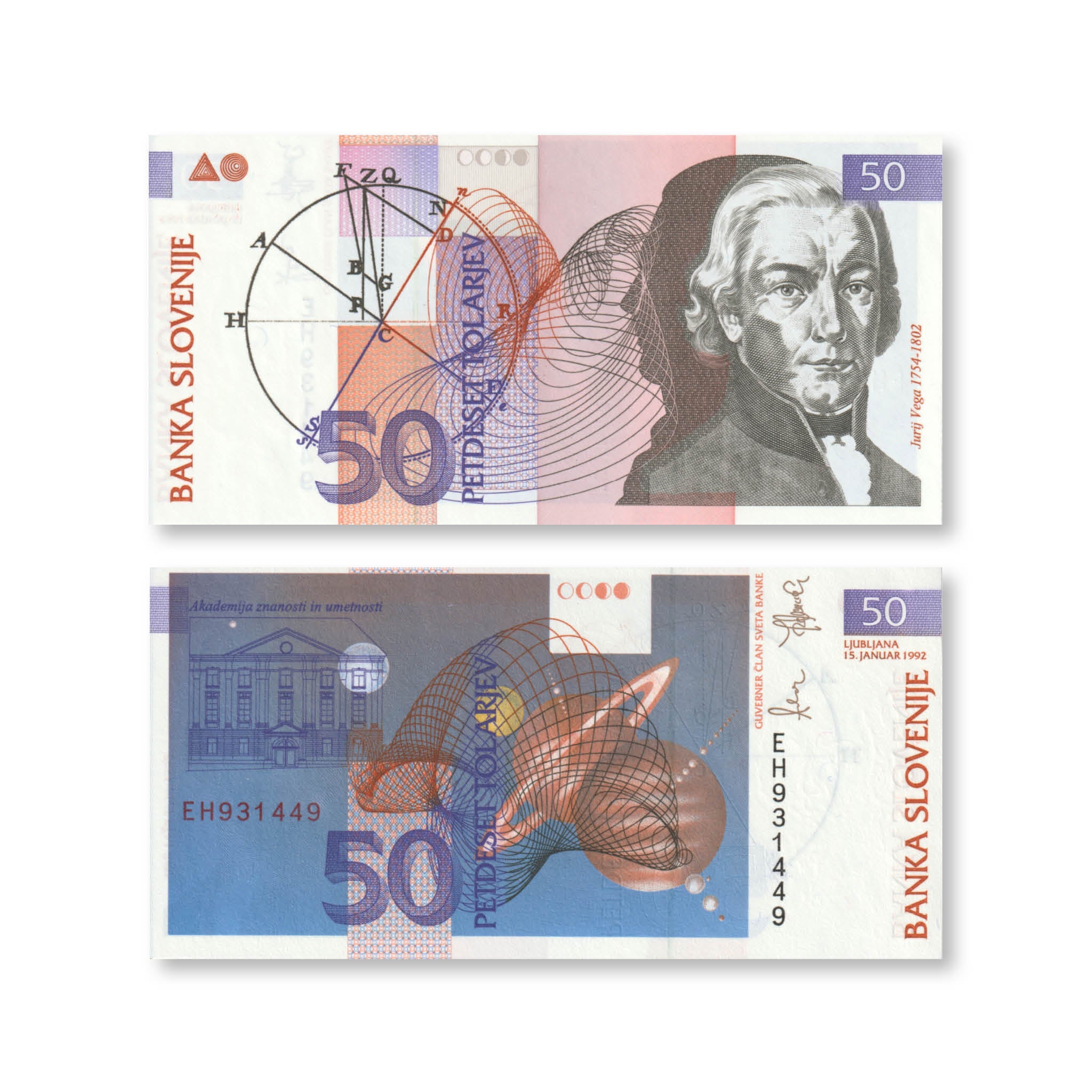 Slovenia 50 Tolarjev, 1992, B303a, P13a, UNC - Robert's World Money - World Banknotes