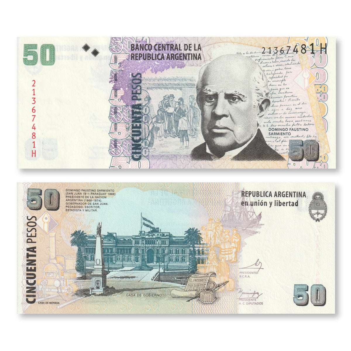 Argentina 50 Pesos, 2013, B409f, P356, UNC - Robert's World Money - World Banknotes