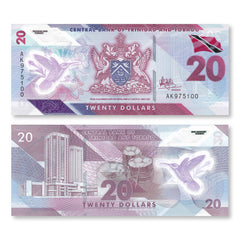 Trinidad & Tobago 20 Dollars, 2020, B239a, Trinidad's first polymer series, UNC - Robert's World Money - World Banknotes