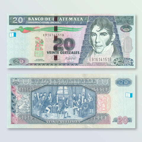 Guatemala 20 Quetzales, 2008, B600a, P118, UNC - Robert's World Money - World Banknotes