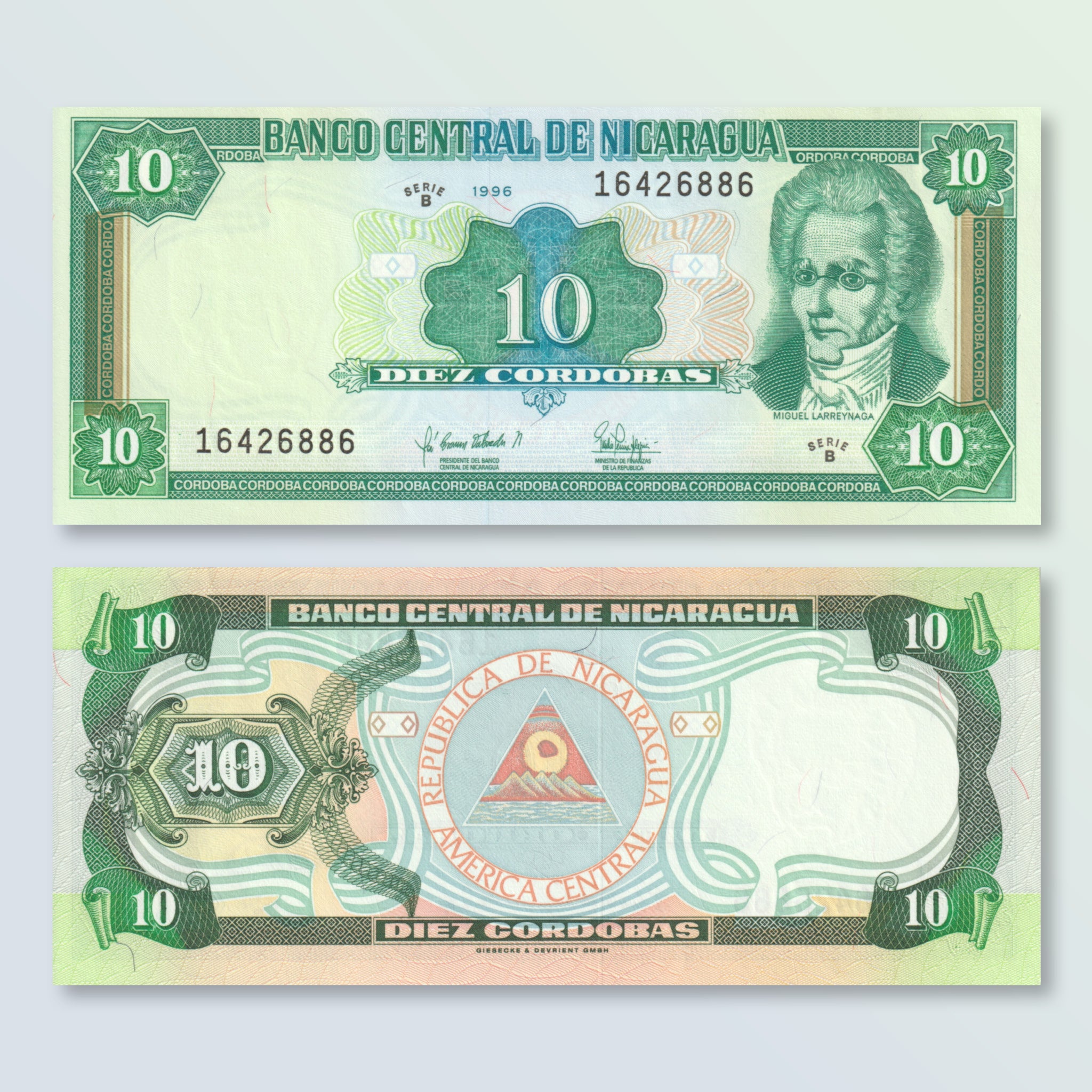 Nicaragua 10 Córdobas, 1996, B477a, P181, UNC - Robert's World Money - World Banknotes