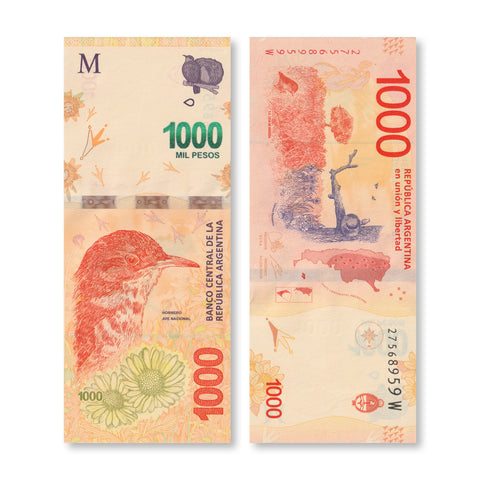 Argentina 1000 Pesos, 2020, B422e, P366, UNC - Robert's World Money - World Banknotes
