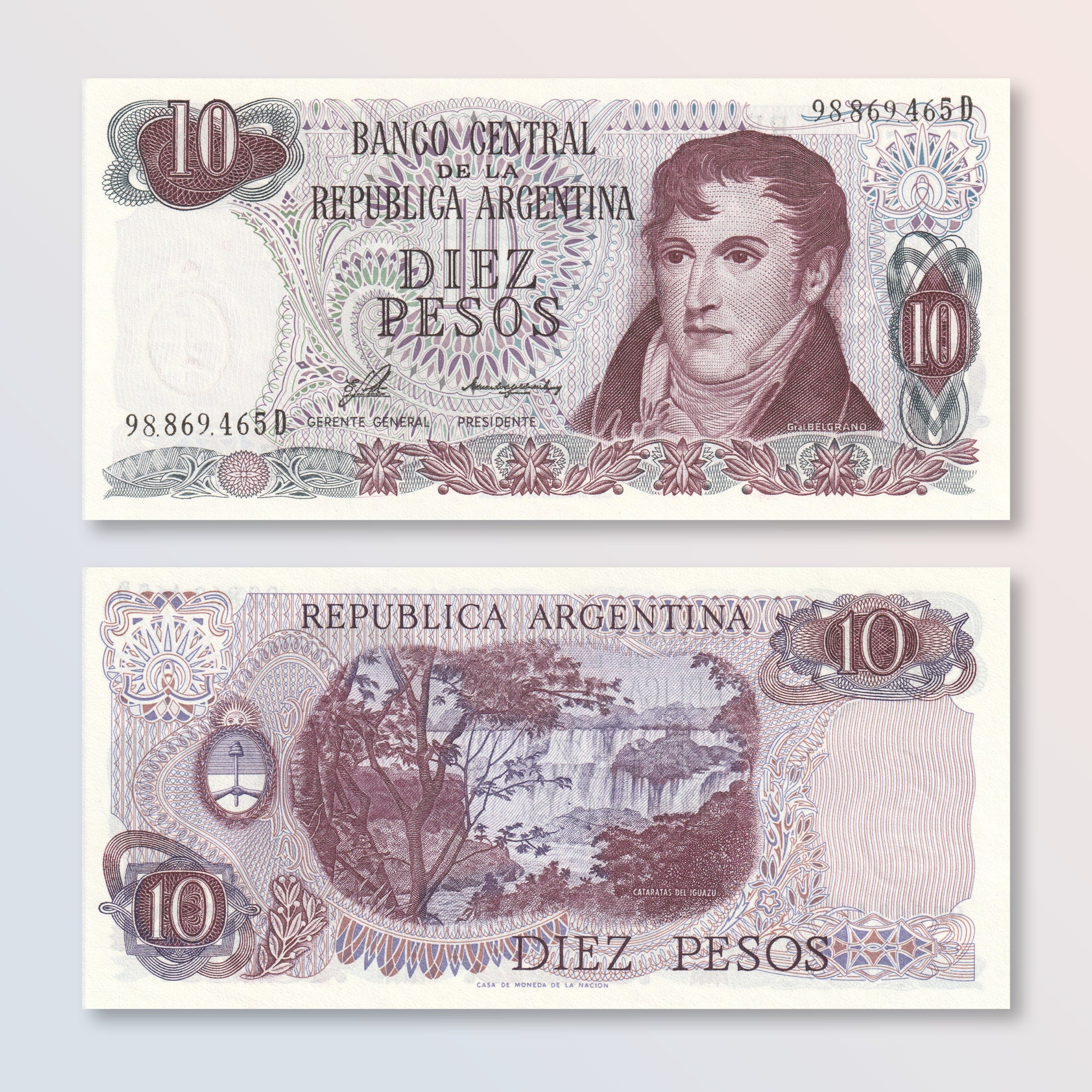 Argentina 10 Pesos, 1976, B353a, P300, UNC - Robert's World Money - World Banknotes