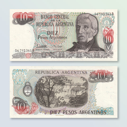 Argentina 10 Pesos Argentinos, 1984, B366b, P313a, UNC - Robert's World Money - World Banknotes