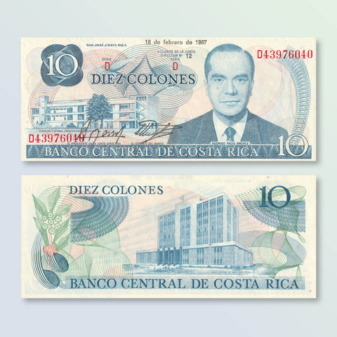 Costa Rica 10 Colones, 1987, B523x, P237b, UNC - Robert's World Money - World Banknotes