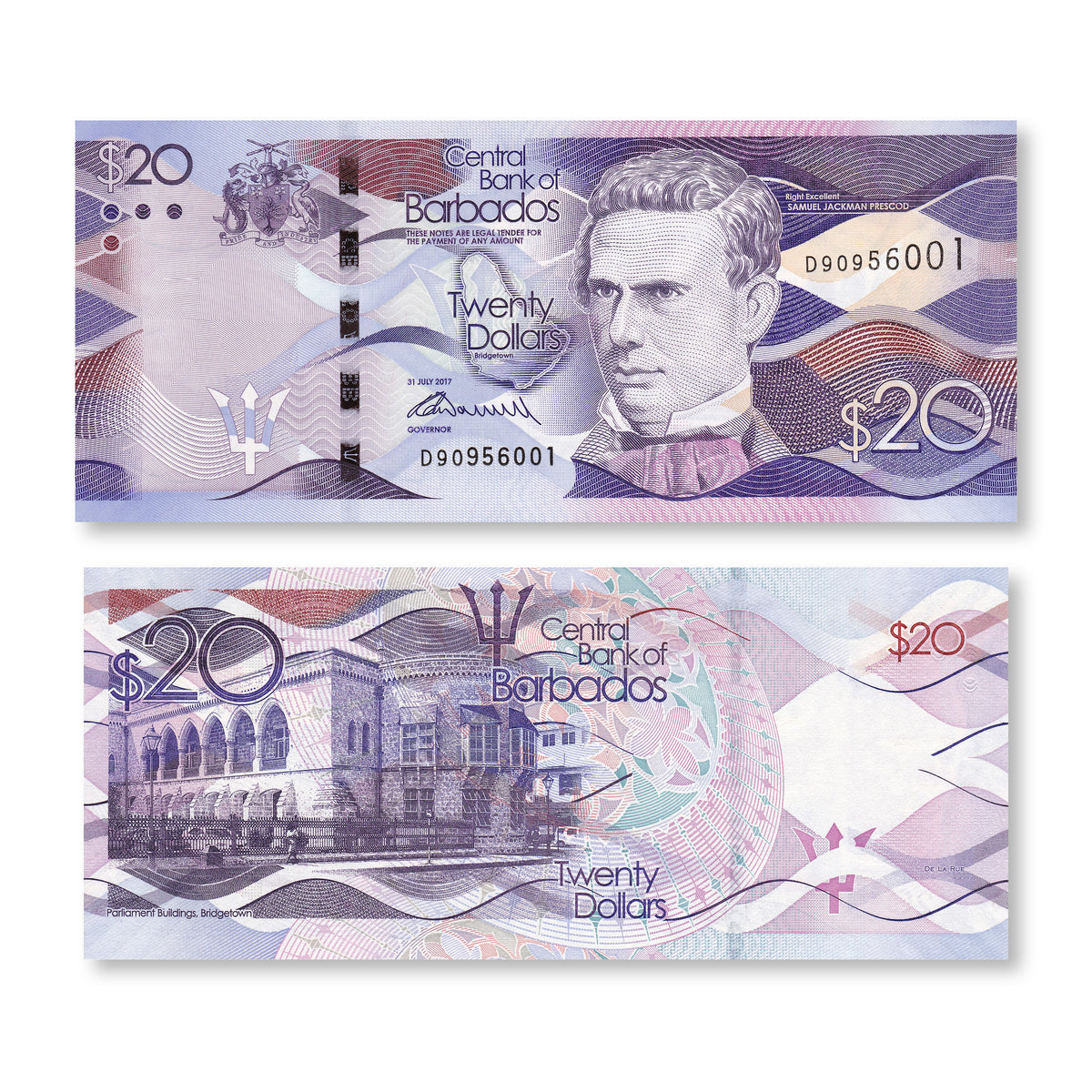 Barbados 20 Dollars, 2017, B235b, P76b, UNC - Robert's World Money - World Banknotes