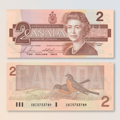 Canada 2 Dollars, 1986, B357c, P94c, UNC - Robert's World Money - World Banknotes