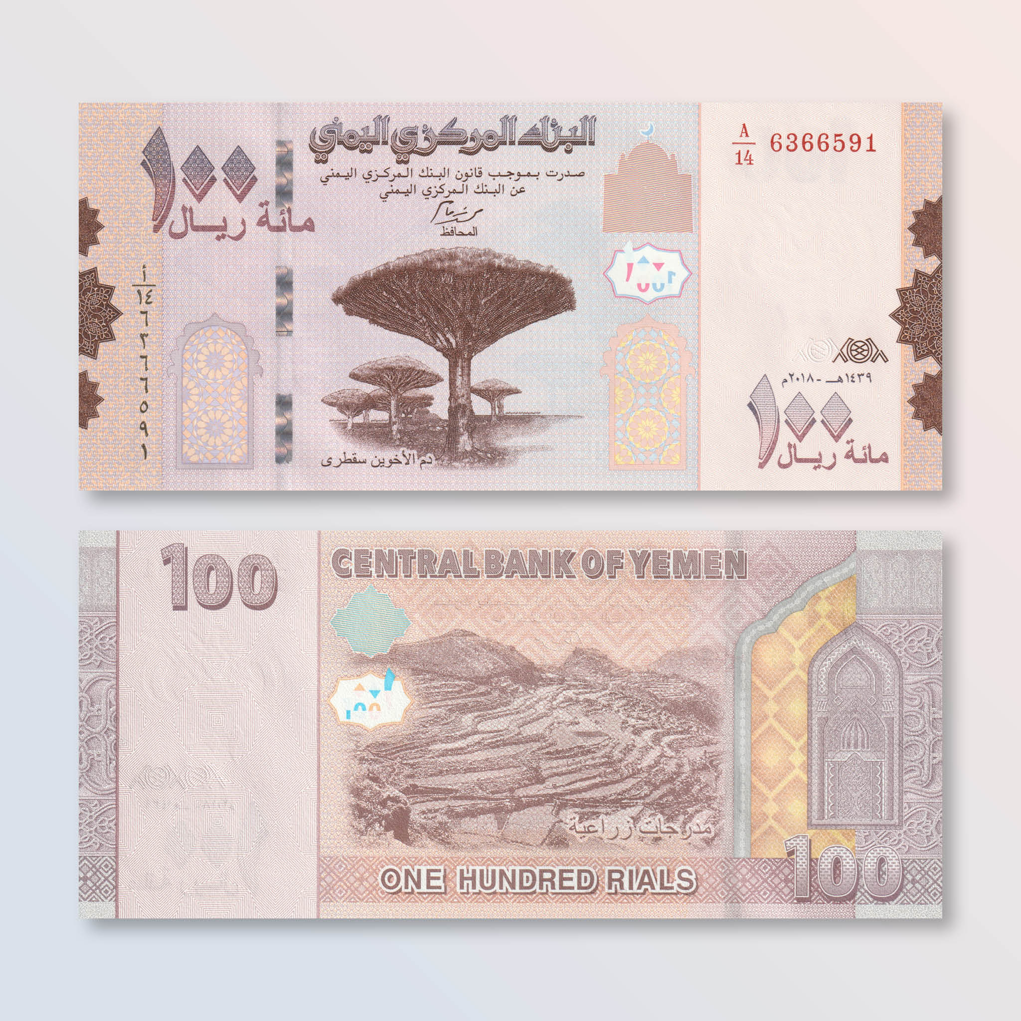 Yemen 100 Rials, 2018, B131b, UNC - Robert's World Money - World Banknotes