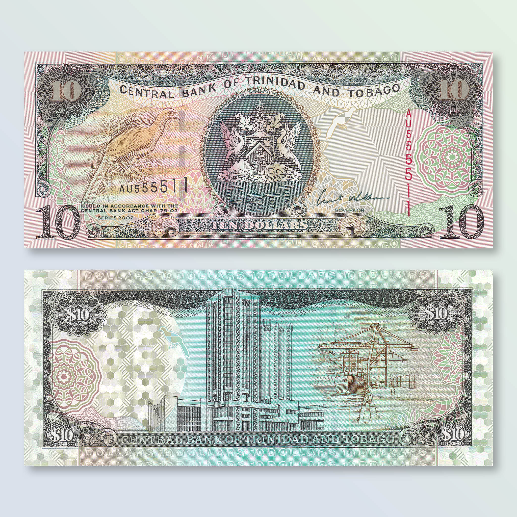 Trinidad & Tobago 10 Dollars, 2002, B218a, P43, UNC - Robert's World Money - World Banknotes