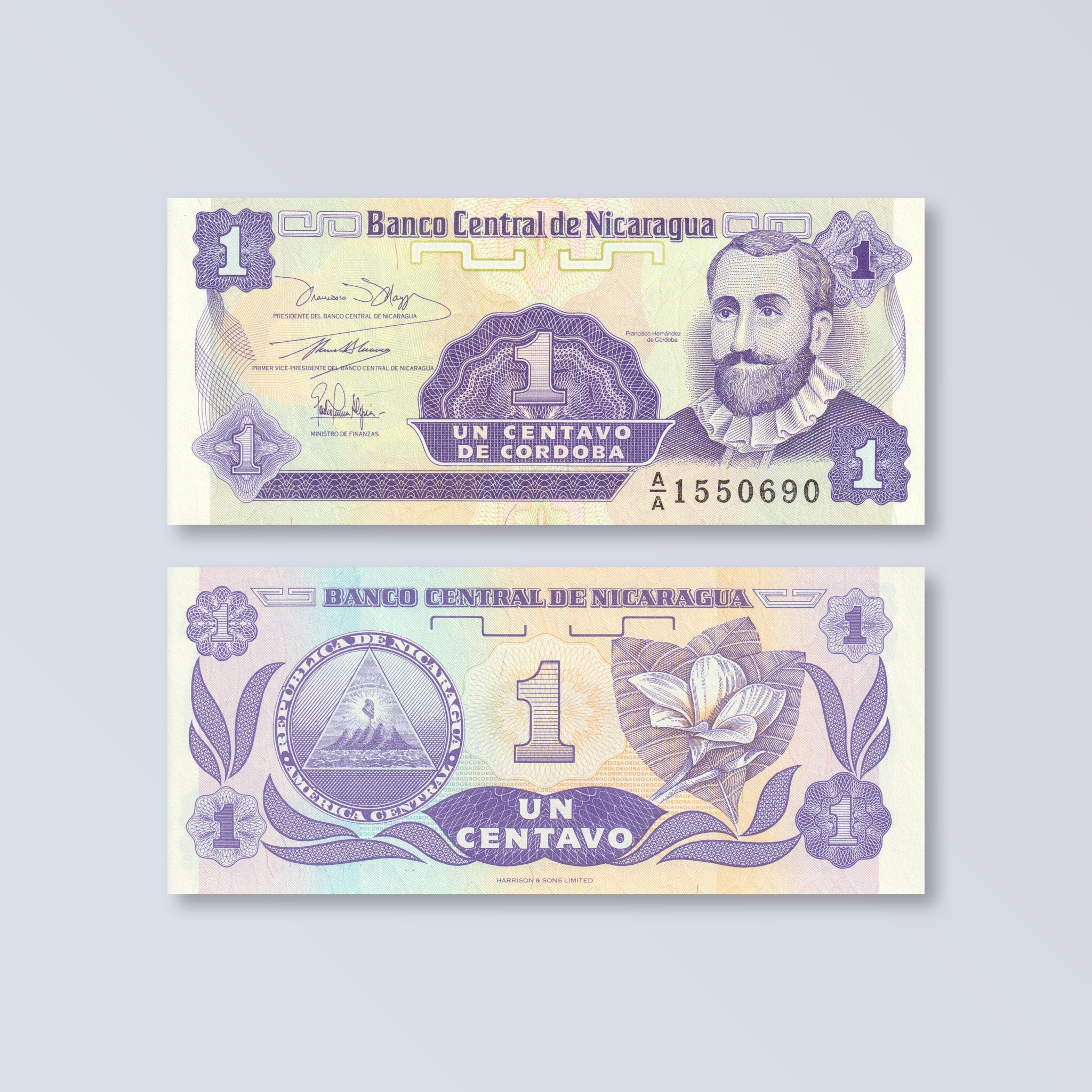 Nicaragua 1 Centavo, 1990, B461a, P167, UNC - Robert's World Money - World Banknotes