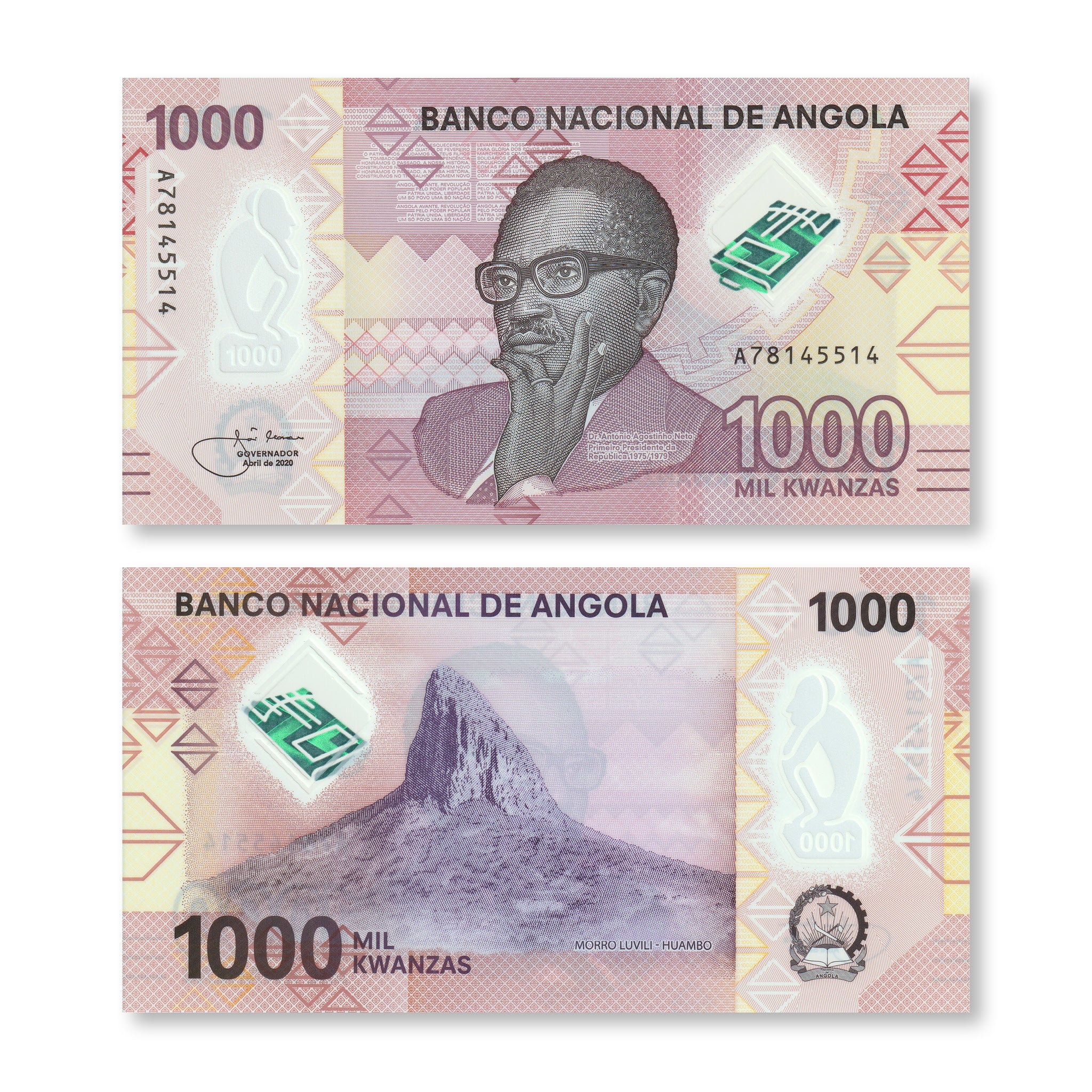 Angola Full Set: 200–2,000 Kwanza, 2020, B557–B560, UNC - Robert's World Money - World Banknotes