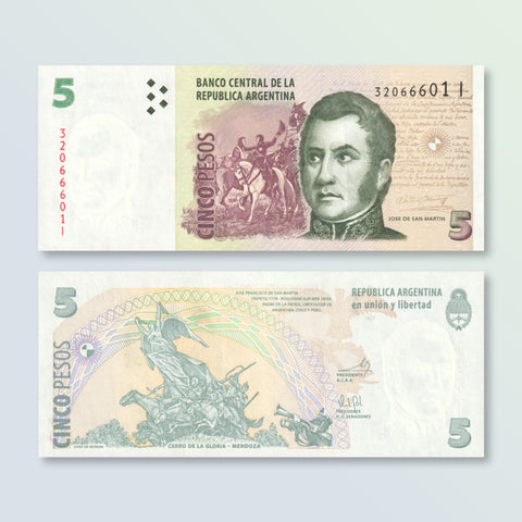 Argentina 5 Pesos, 2012, B406e, P353b, UNC