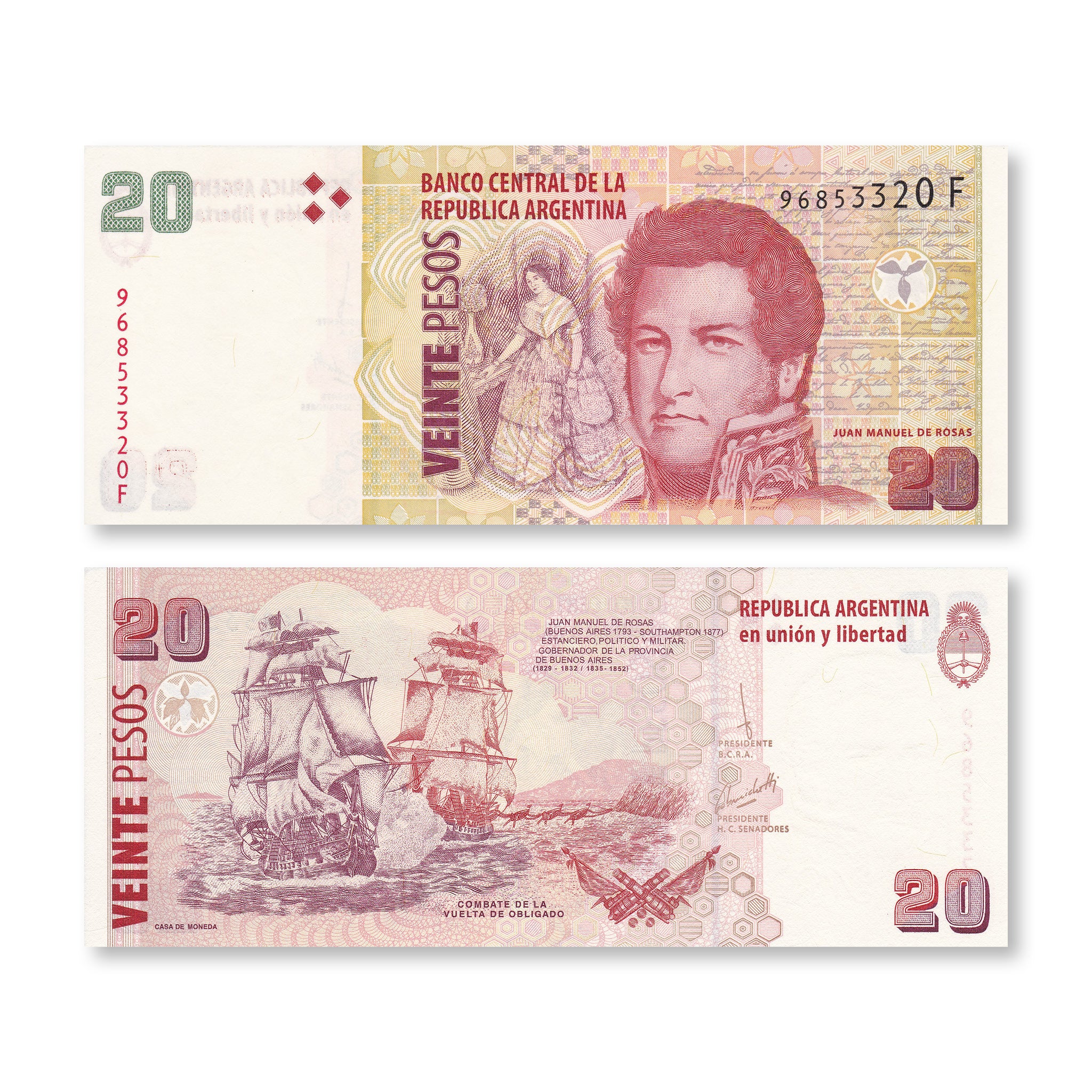 Argentina Full Set: 2–1,000 Pesos, 2010–2014, P352–P357 - Robert's World Money - World Banknotes