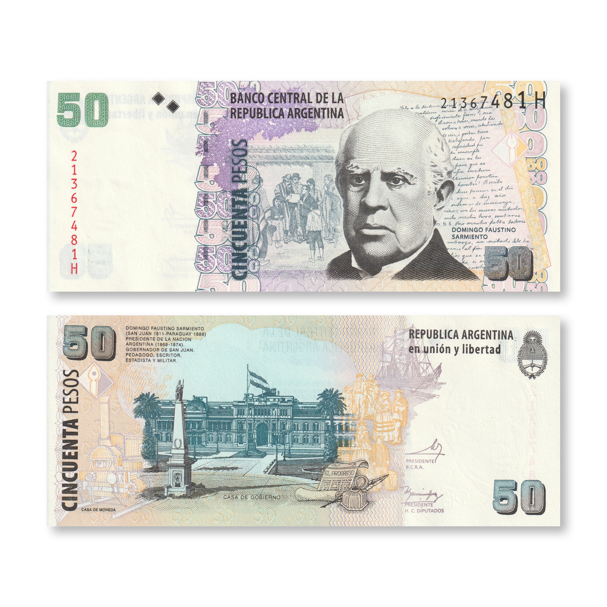 Argentina Full Set: 2–1,000 Pesos, 2010–2014, P352–P357 - Robert's World Money - World Banknotes