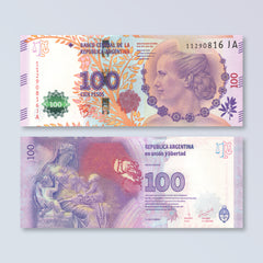 Argentina 100 Pesos, 2017, Eva Peron, B413b, P358d, UNC