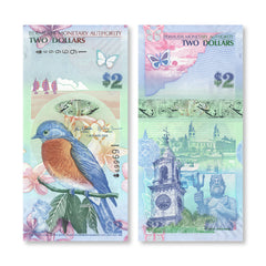 Bermuda 2 Dollars, 2009, B230a, P57a, Onion Prefix, IBNS Banknote of the Year 2009, UNC