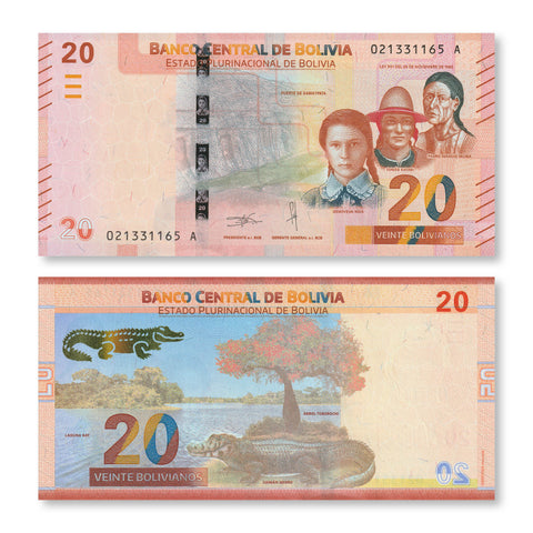 Bolivia Full Set: 10–200 Bolivianos, 2018, B417–B421, UNC - Robert's World Money - World Banknotes
