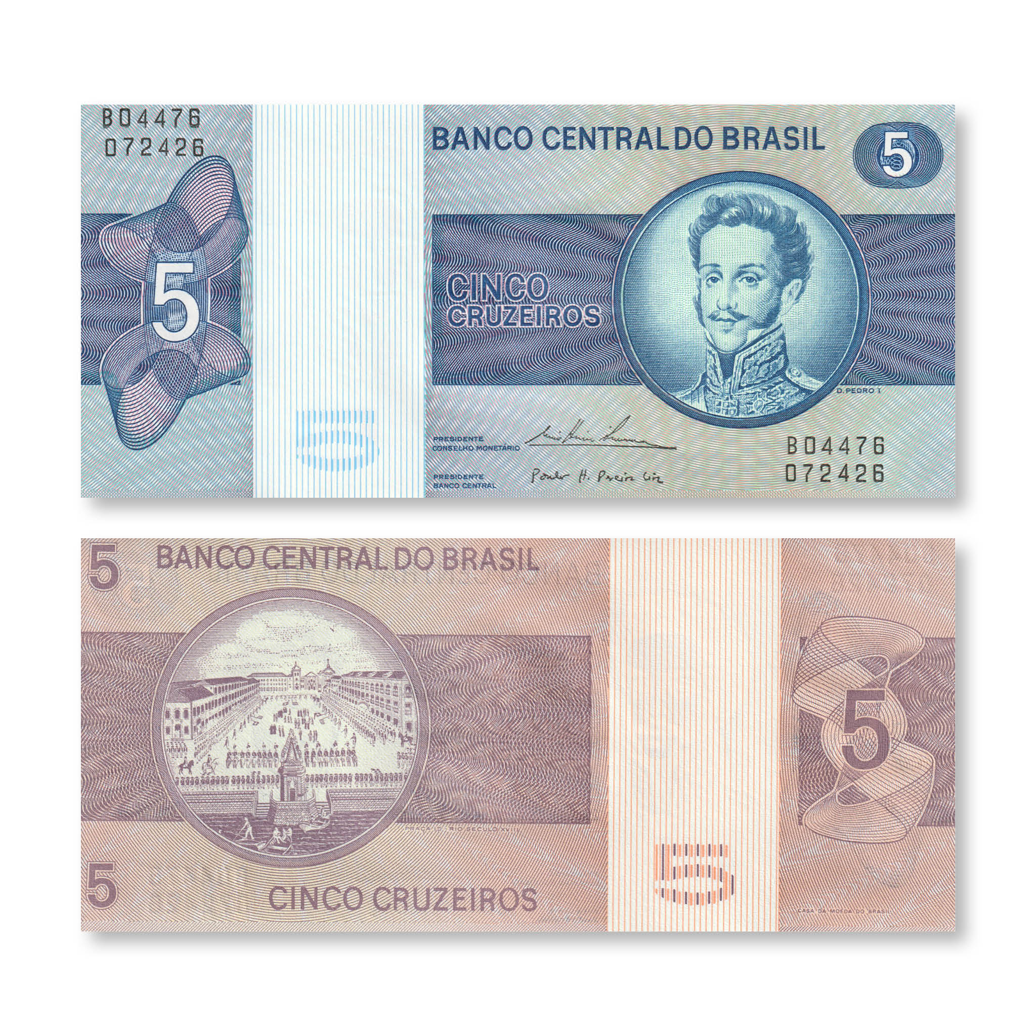 Brazil Set: 1–50 Cruzeiros, 1974–1980, B812–B815, P191–P194, UNC - Robert's World Money - World Banknotes