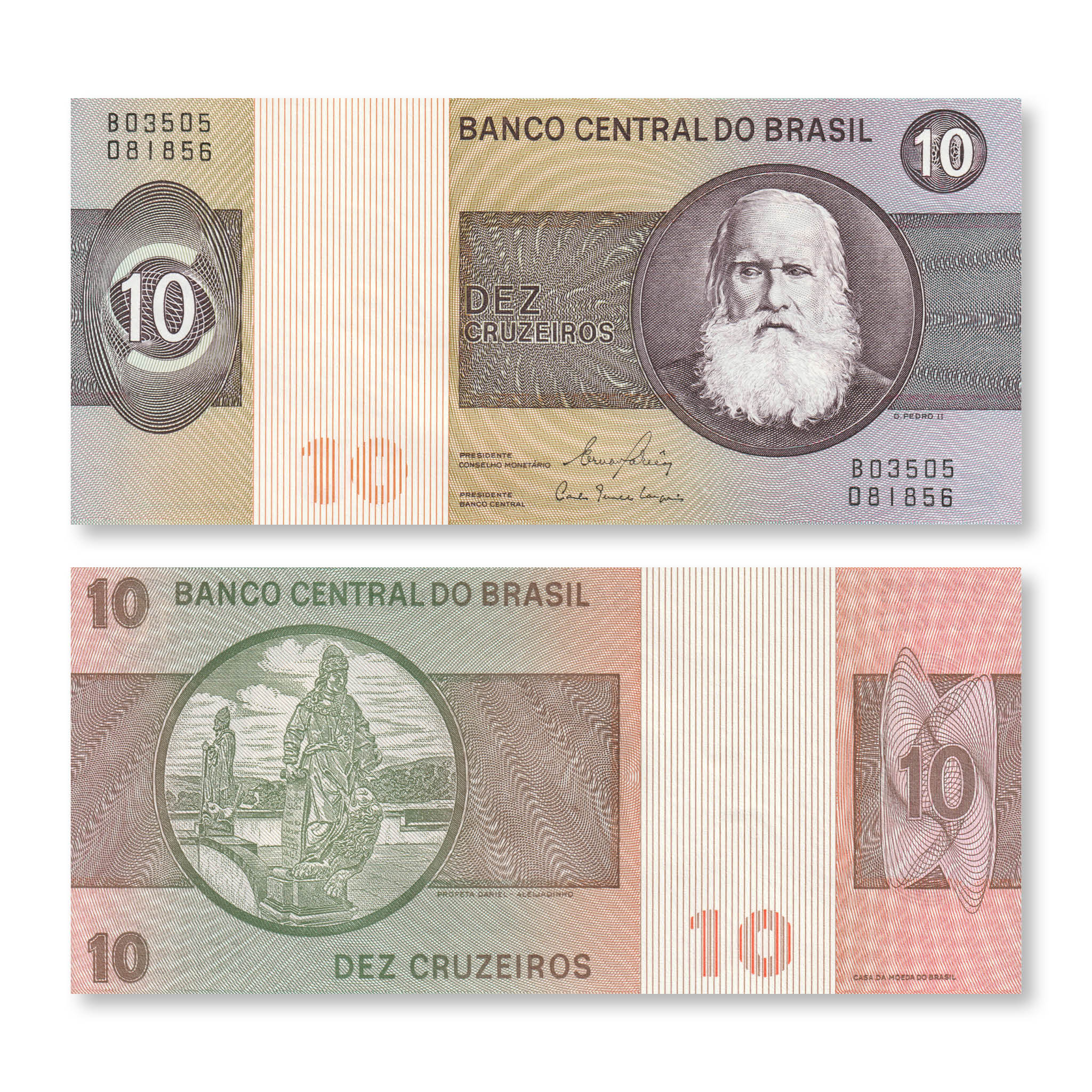 Brazil Set: 1–50 Cruzeiros, 1974–1980, B812–B815, P191–P194, UNC - Robert's World Money - World Banknotes