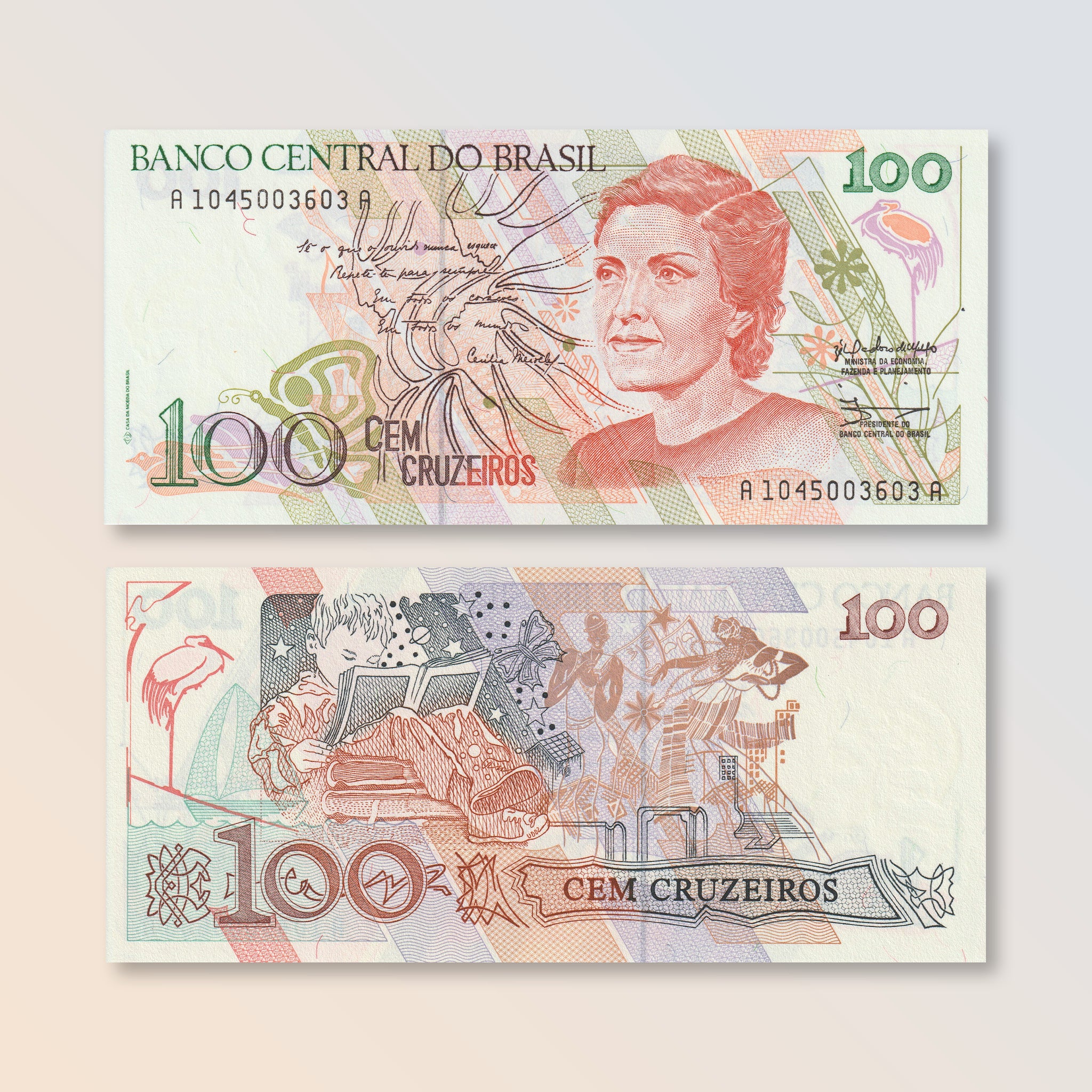 Brazil 100 Cruzeiros, 1990, B850a, P228, UNC - Robert's World Money - World Banknotes
