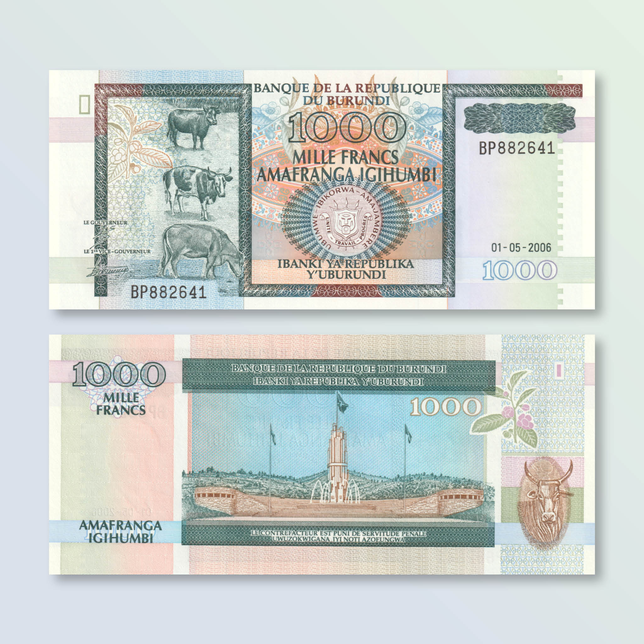 Burundi 1000 Francs, 2006, B226d, P39d, UNC - Robert's World Money - World Banknotes