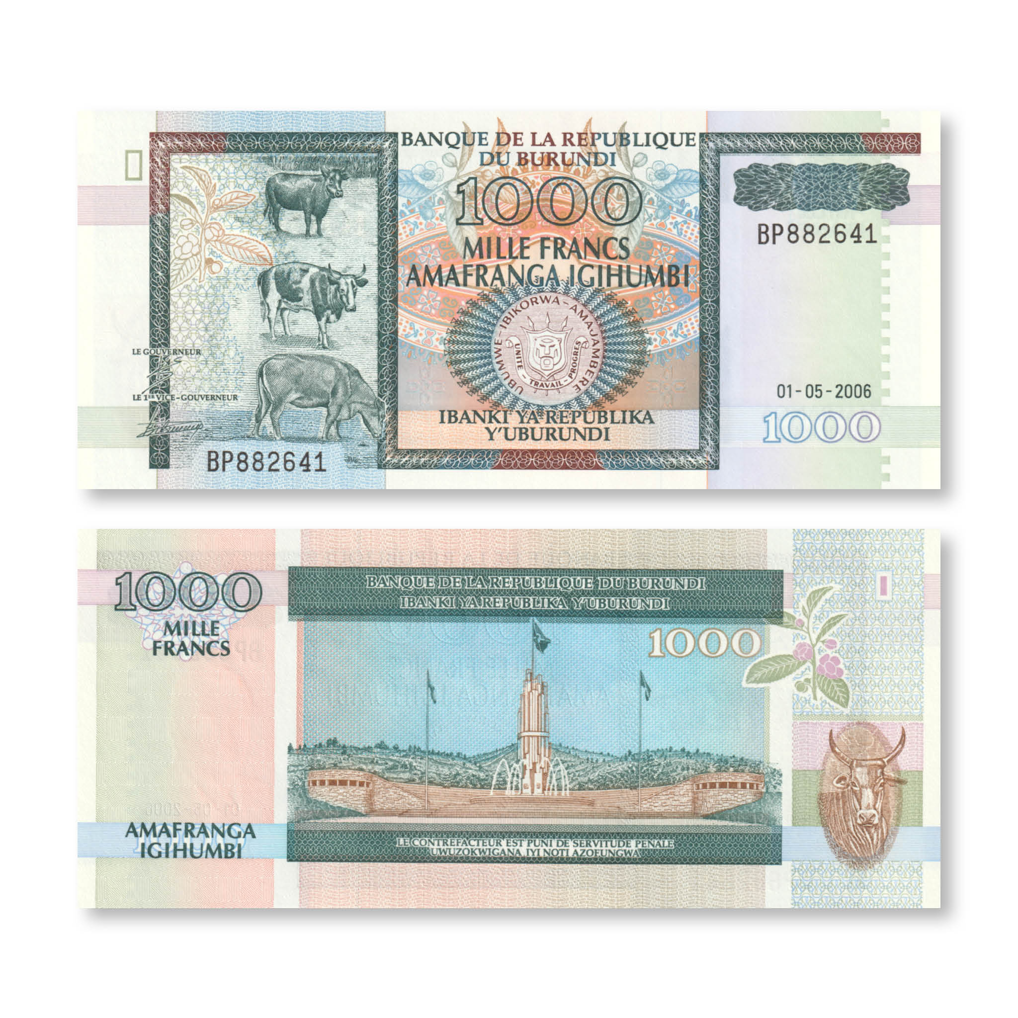 Burundi 1000 Francs, 2006, B226d, P39d, UNC - Robert's World Money - World Banknotes