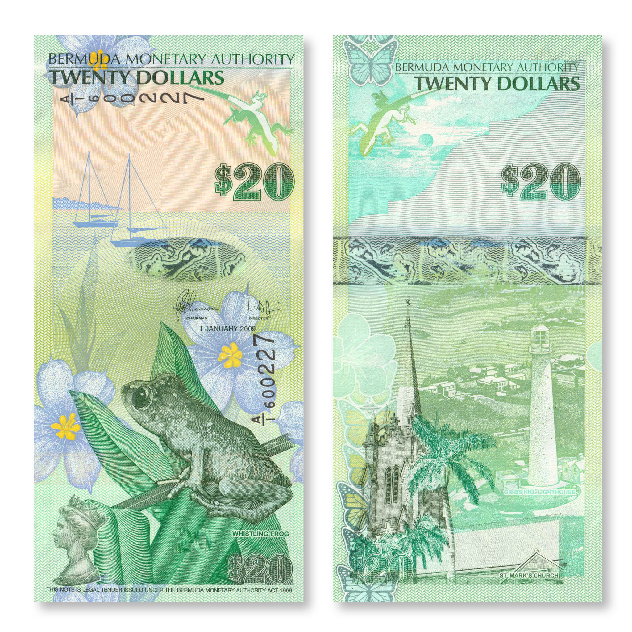 Bermuda 20 Dollars, 2009, B233a, P60a, UNC - Robert's World Money - World Banknotes