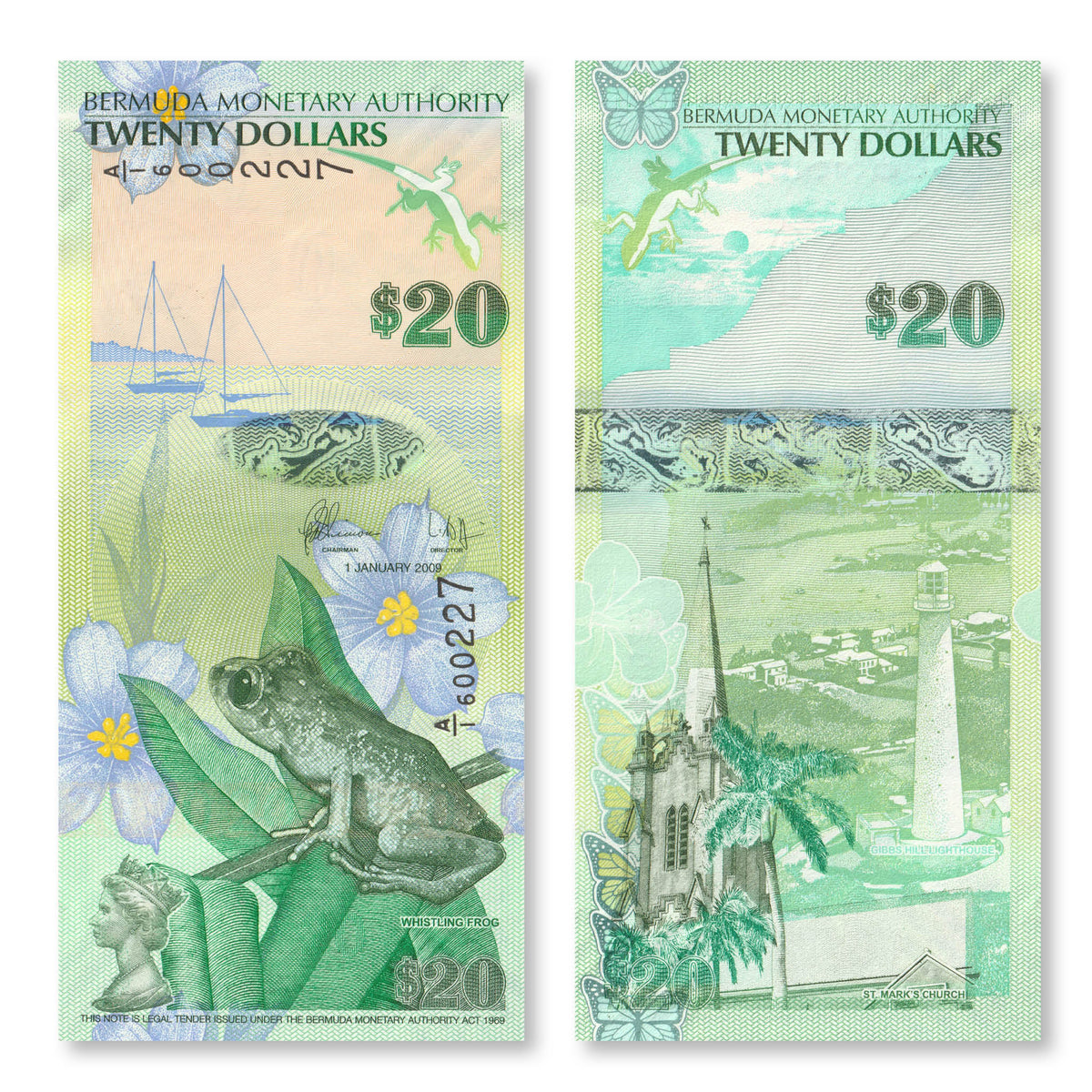 Bermuda 20 Dollars, 2009, B233a, P60a, UNC - Robert's World Money - World Banknotes