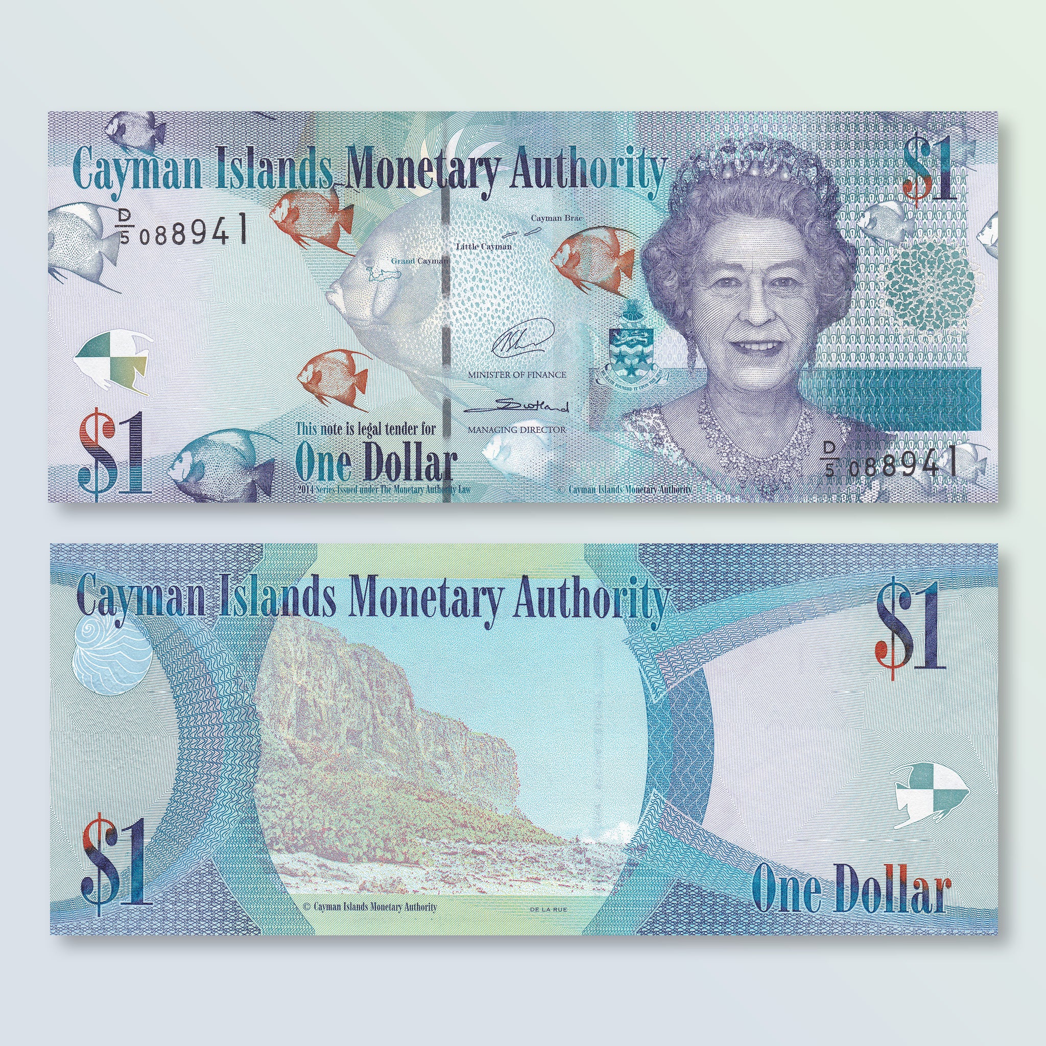 Cayman Islands 1 Dollar, 2014, B218b, P38d, UNC - Robert's World Money - World Banknotes