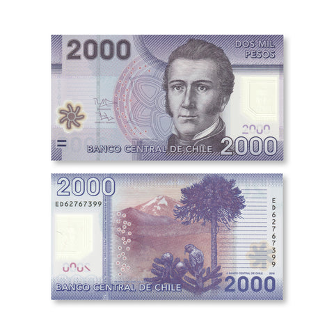 Chile 2000 Pesos, 2016, B297f, P162f, UNC - Robert's World Money - World Banknotes