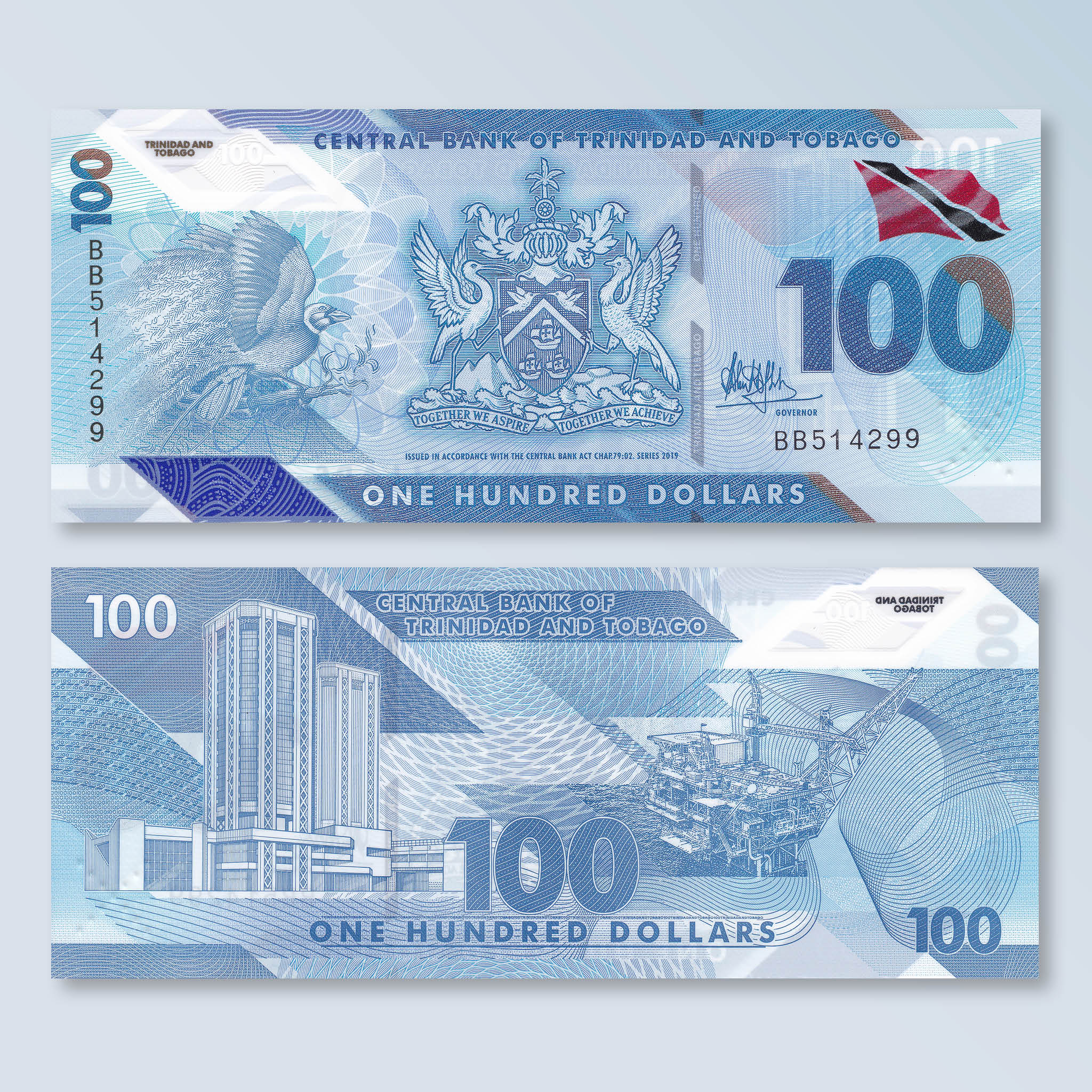 Trinidad & Tobago 100 Dollars, 2019, B241a, Trinidad's first polymer series, UNC - Robert's World Money - World Banknotes