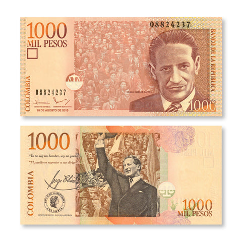 Colombia 1000 Pesos, 2015, B986r, P456t, UNC - Robert's World Money - World Banknotes