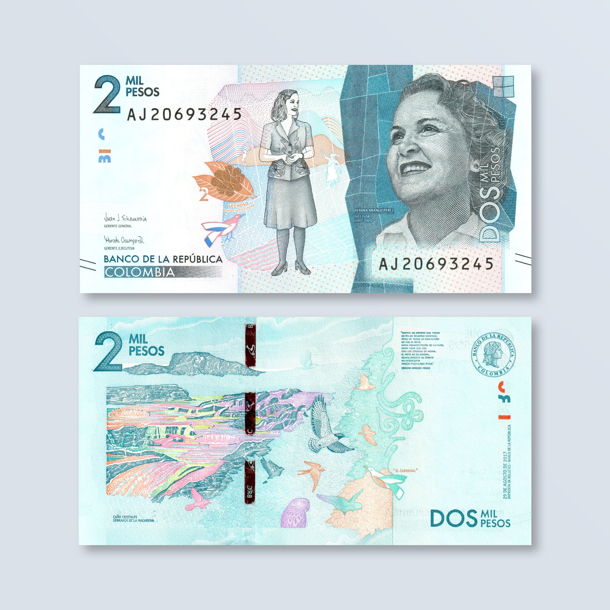 Colombia 2000 Pesos, 2017, B993c, P458c, UNC - Robert's World Money - World Banknotes