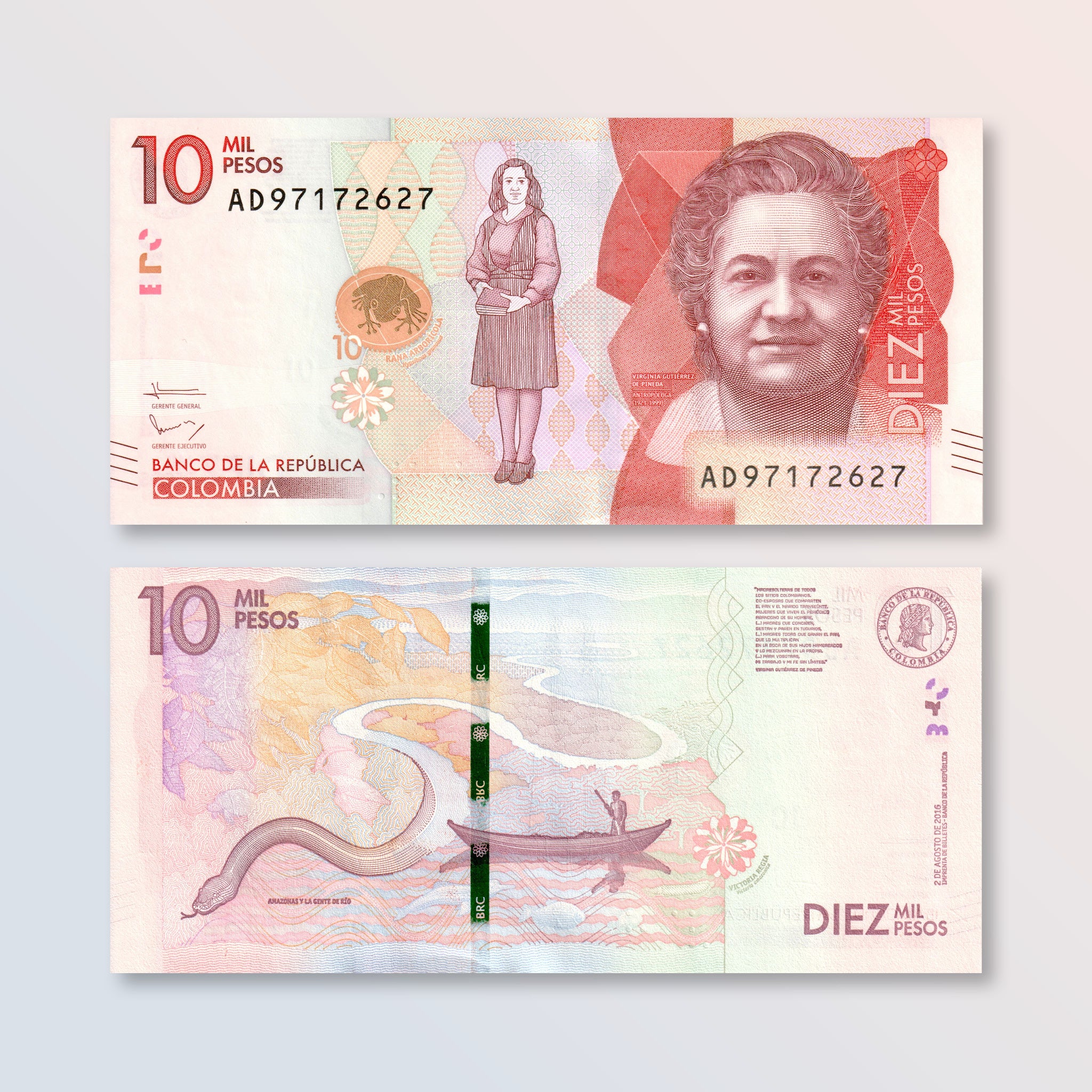 Colombia 10000 Pesos, 2016, B995b, P460, UNC - Robert's World Money - World Banknotes