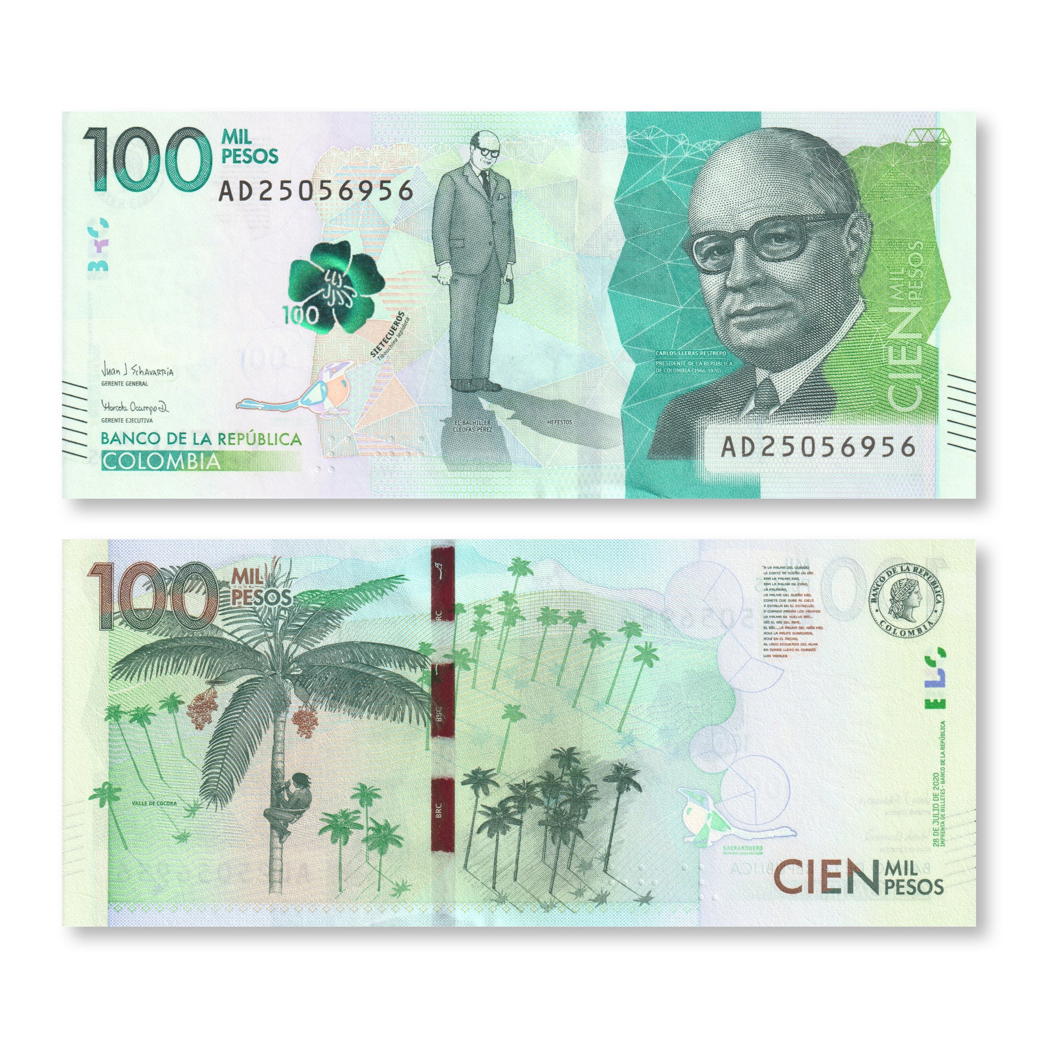 Colombia Full Set: 2,000–100,000 Pesos, 2015+, B993–B998, P458–P463, UNC - Robert's World Money - World Banknotes
