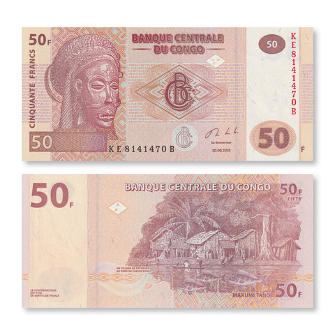 Congo Democratic Republic 50 Francs, 2013, B319b, P97A, UNC - Robert's World Money - World Banknotes