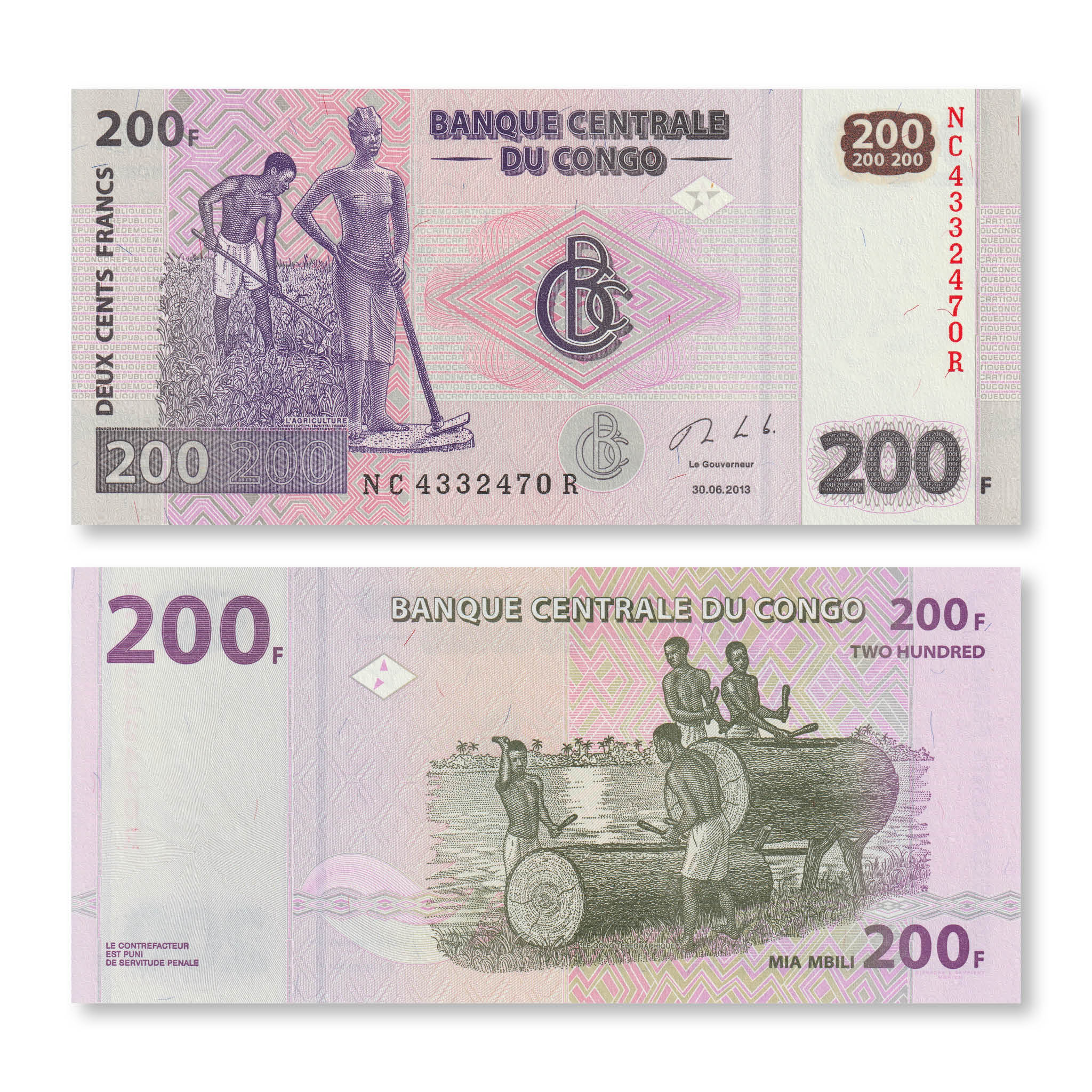 Congo Democratic Republic 200 Francs, 2013, B321c, P99b, UNC - Robert's World Money - World Banknotes