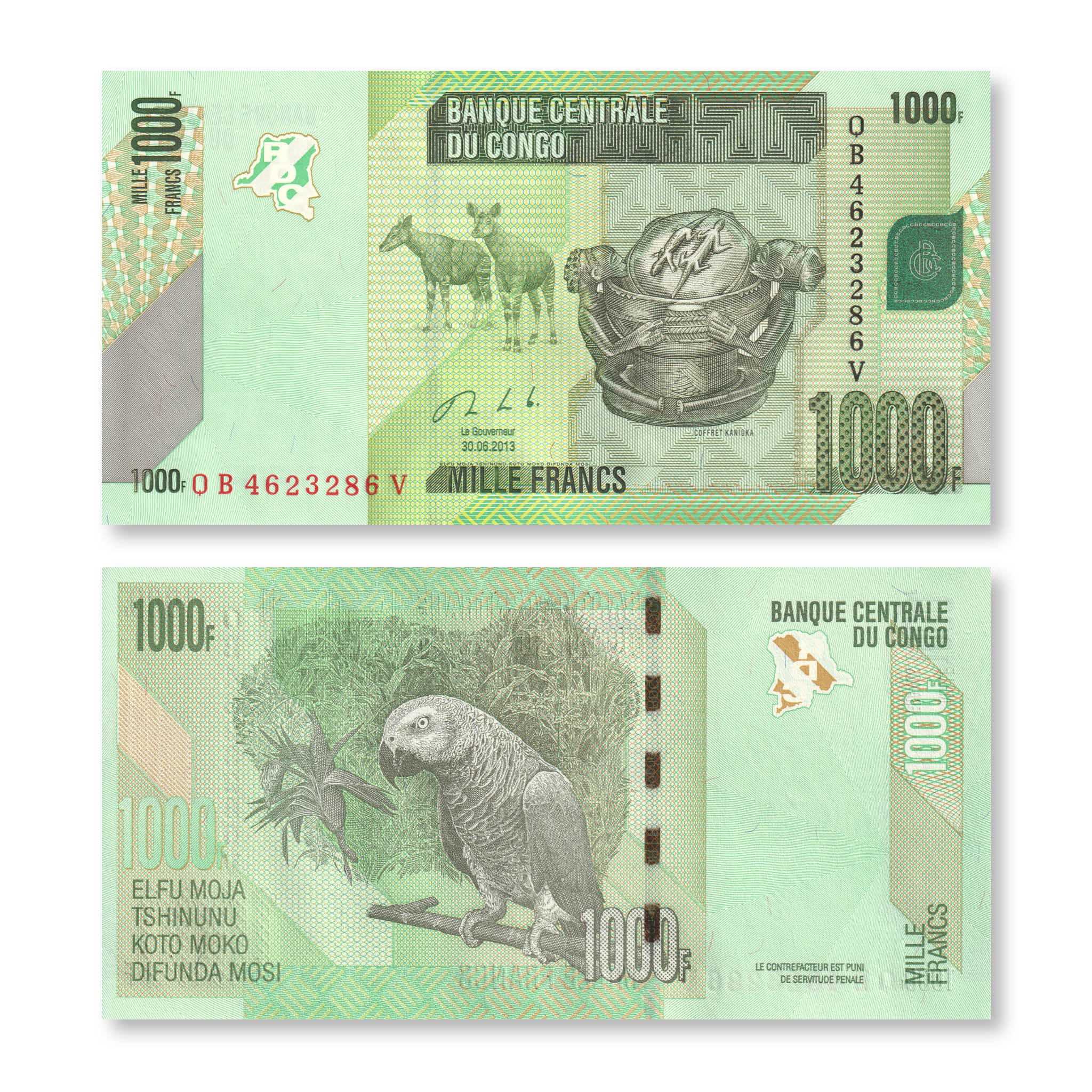 Congo Democratic Republic 1000 Francs, 2013, B323b, P101, UNC - Robert's World Money - World Banknotes