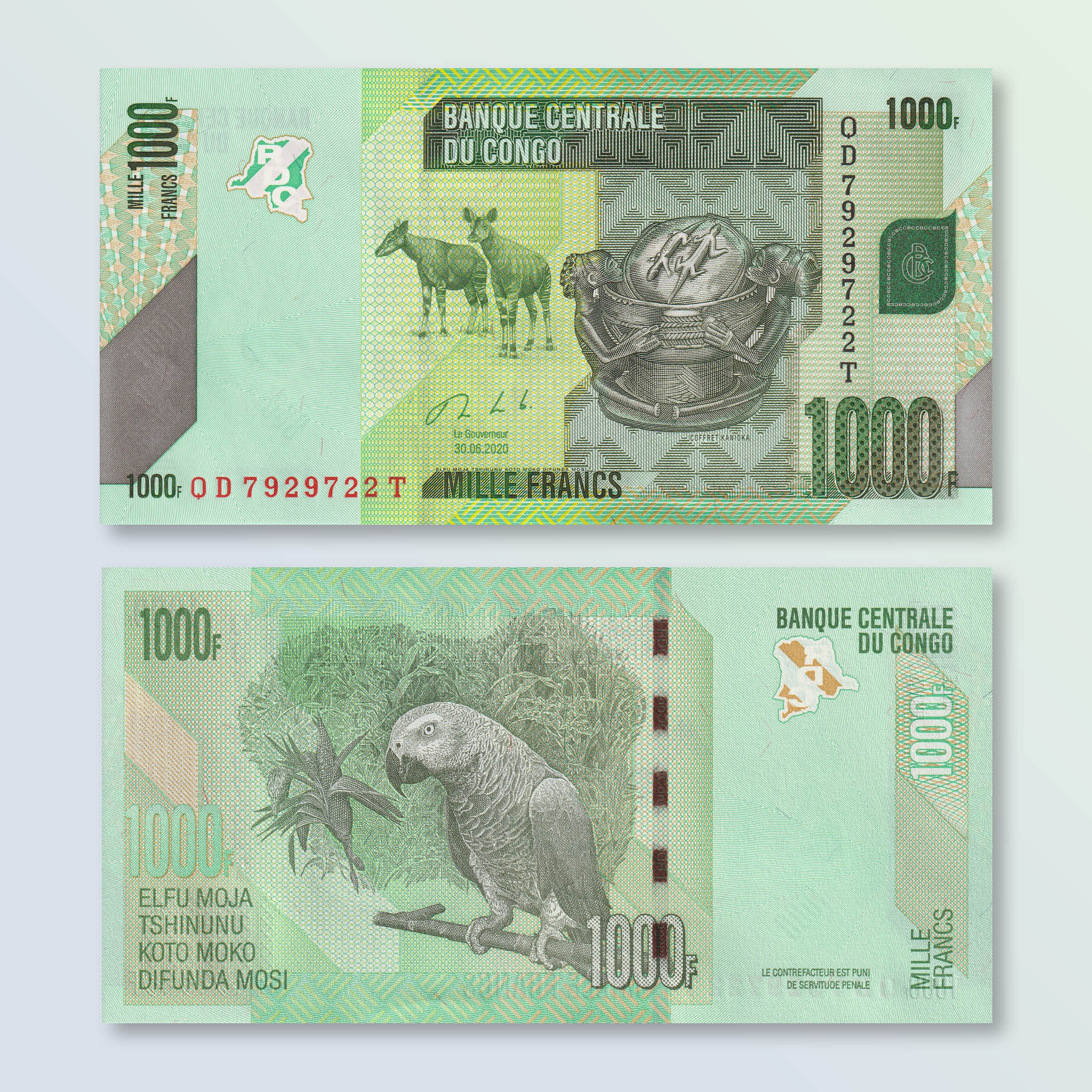 Congo Democratic Republic 1000 Francs, 2020, B323c, P101, UNC - Robert's World Money - World Banknotes