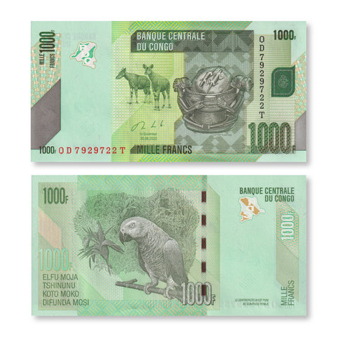Congo Democratic Republic 1000 Francs, 2020, B323c, P101, UNC - Robert's World Money - World Banknotes