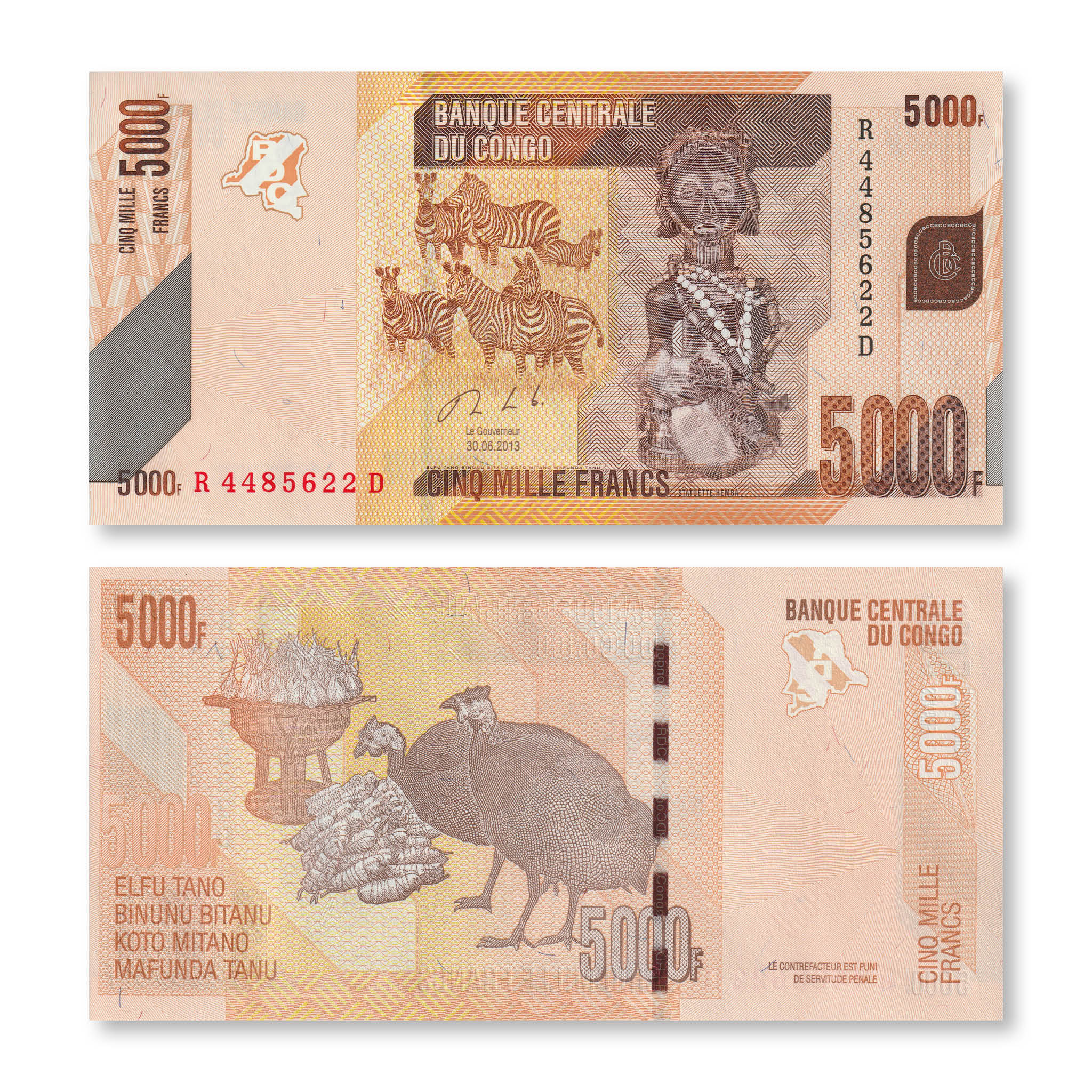Congo Democratic Republic 5000 Francs, 2013, B324b, P102, UNC - Robert's World Money - World Banknotes