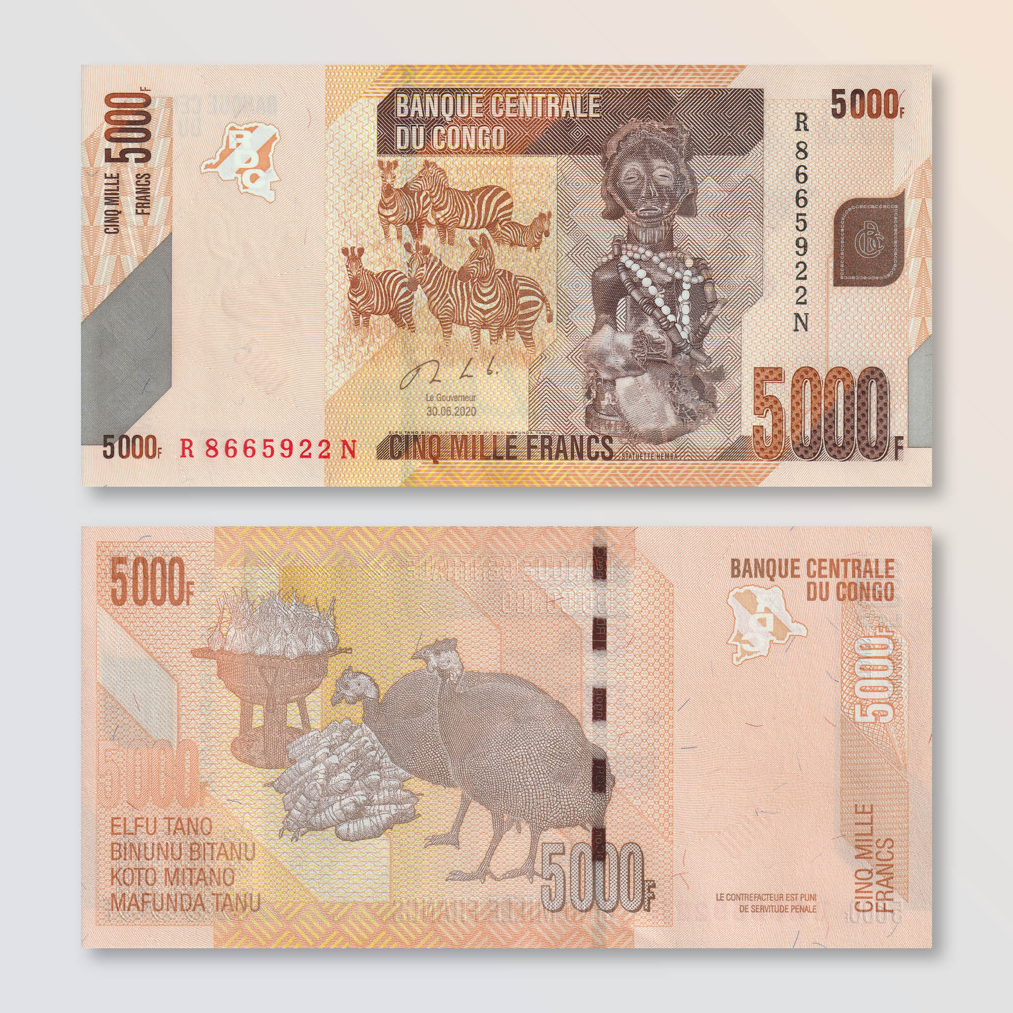 Congo Democratic Republic 5000 Francs, 2020, B324c, P102, UNC - Robert's World Money - World Banknotes