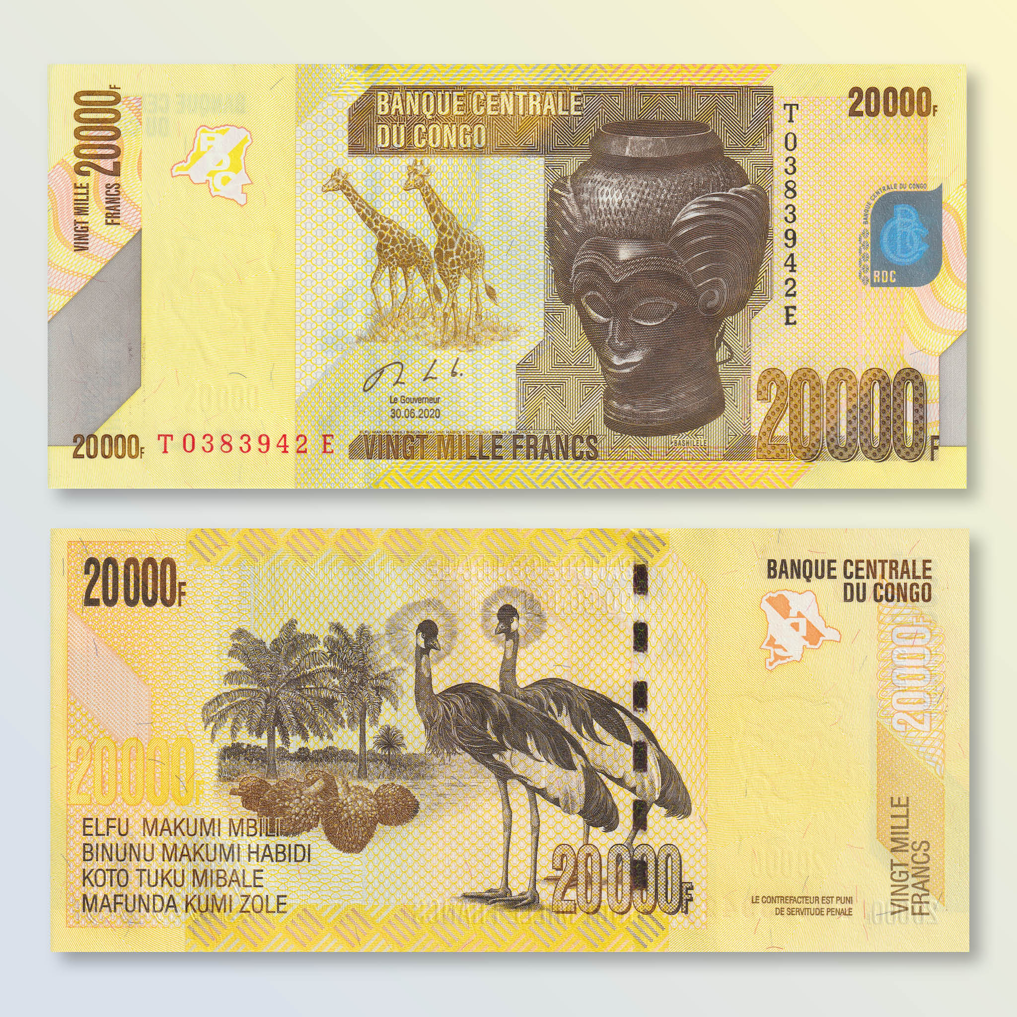 Congo Democratic Republic 20000 Francs, 2020, B326c, P104, UNC - Robert's World Money - World Banknotes