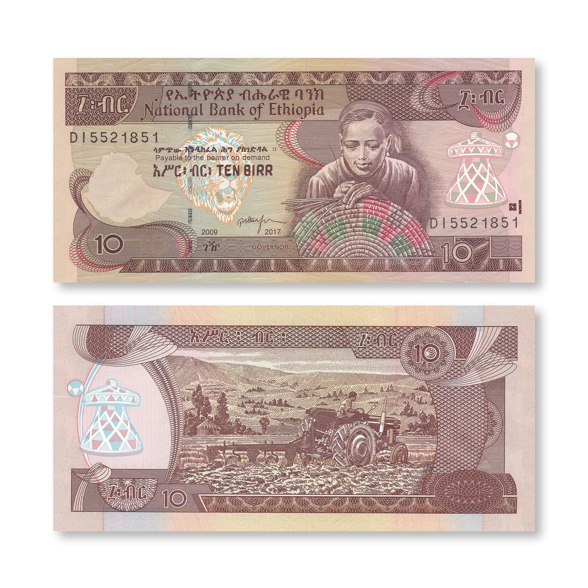 Ethiopia 10 Birr, 2009/2017, B332e, P48g, UNC - Robert's World Money - World Banknotes